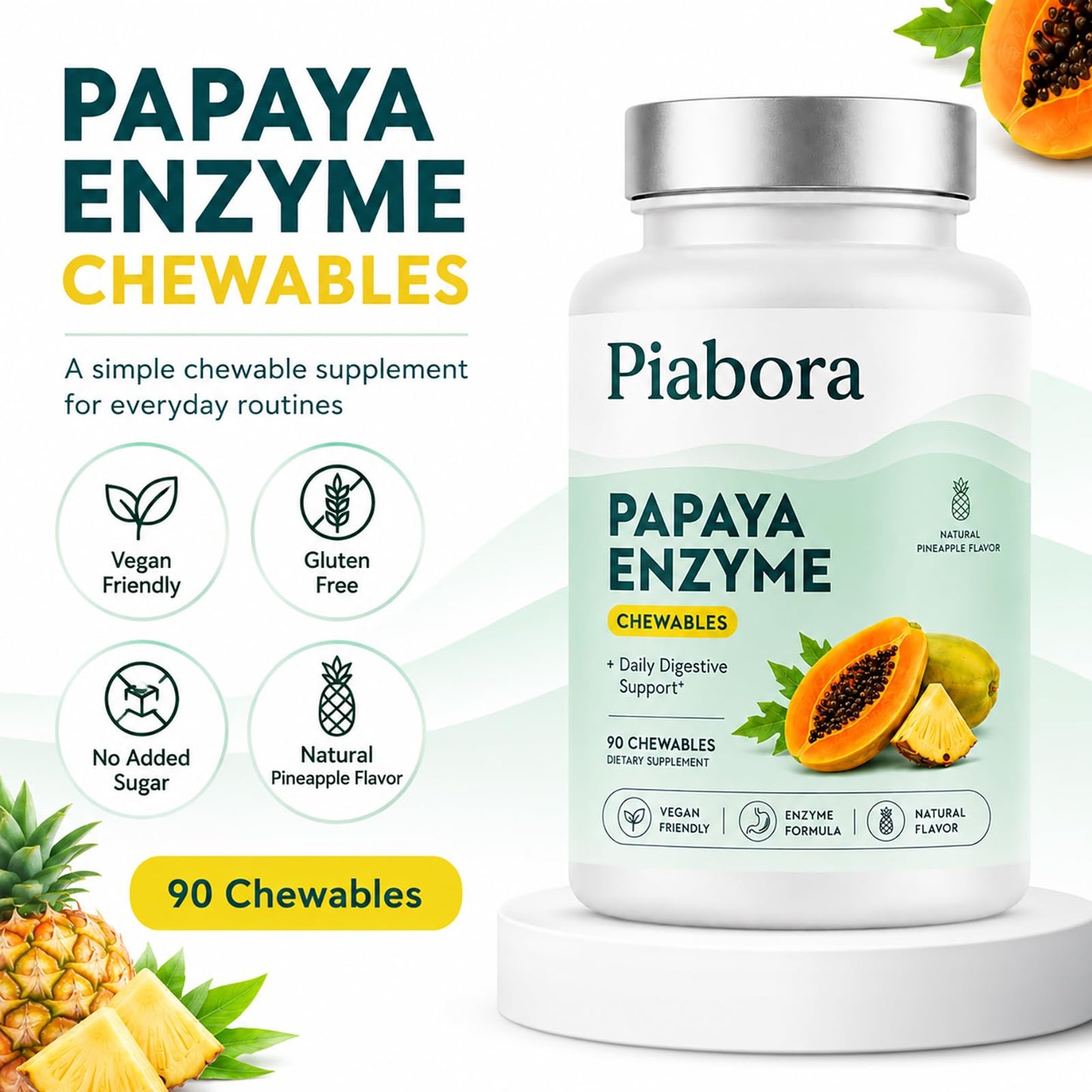 OSTEO ALIVE Piabora Papaya Enzyme Chewable Tablets 90 Count