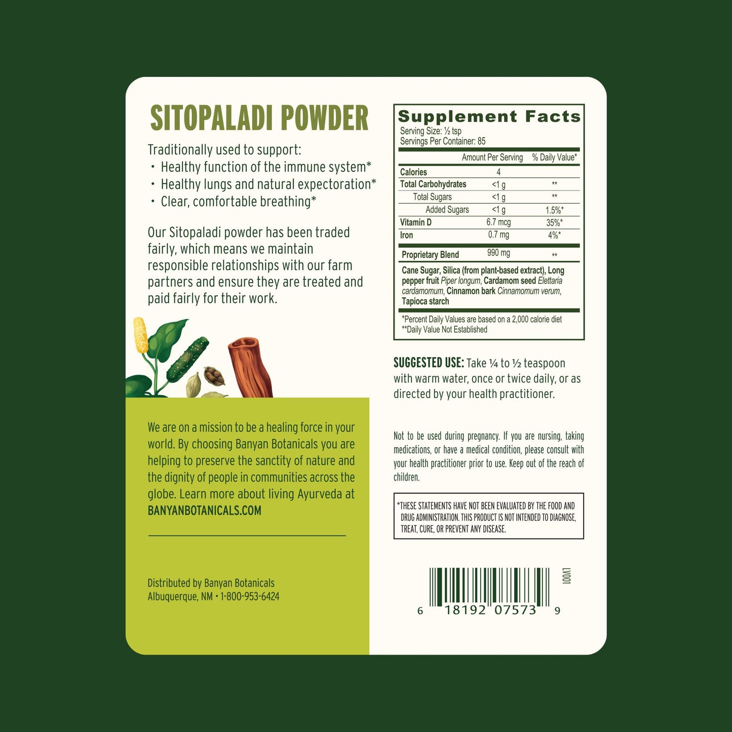 Banyan Botanicals Sitopaladi Powder 3.25 oz