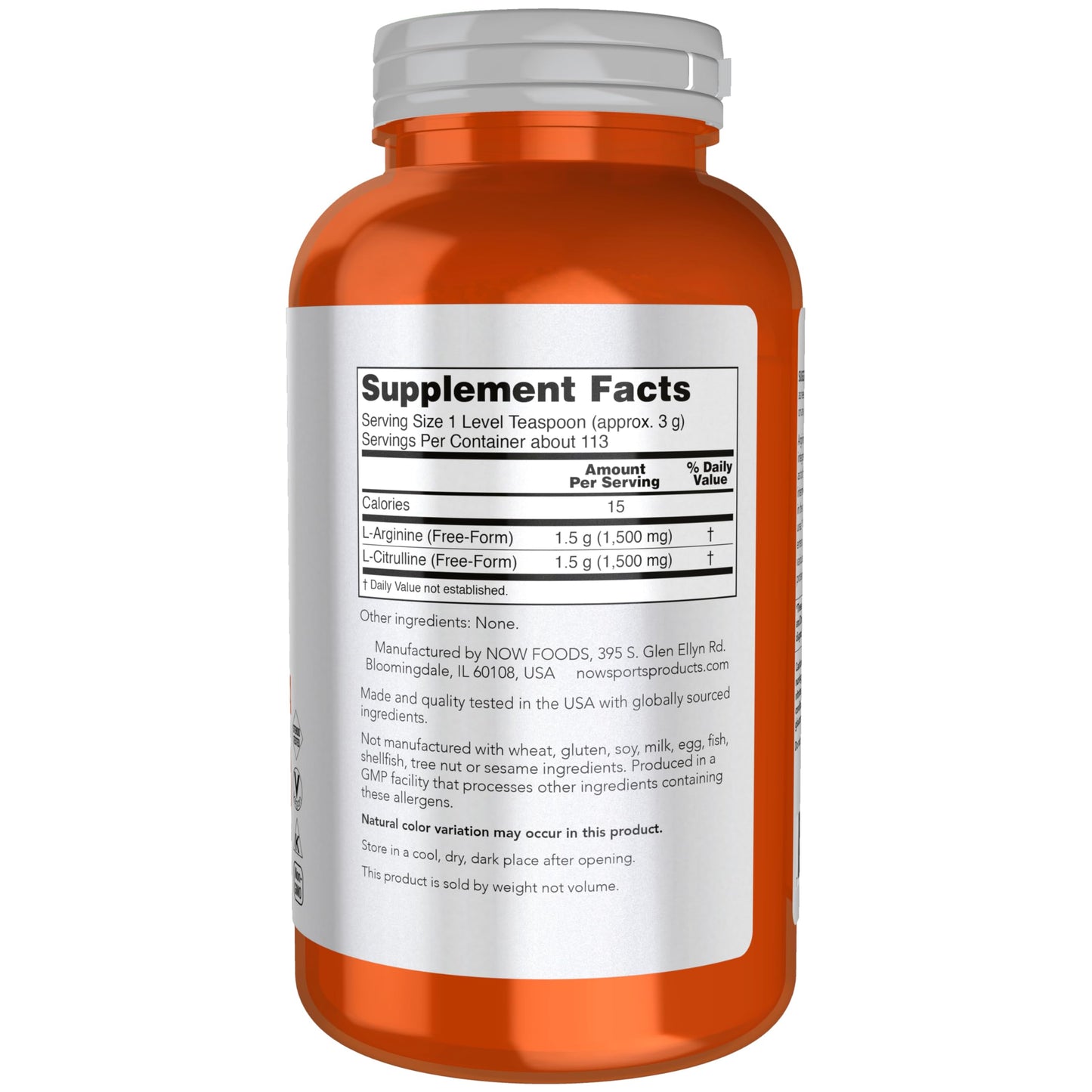 NOW Foods Arginine & Citrulline Powder, 12 Ounce