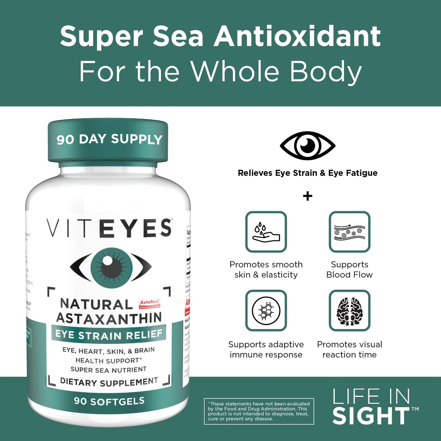 Viteyes Natural Astaxanthin Softgels 90 Count