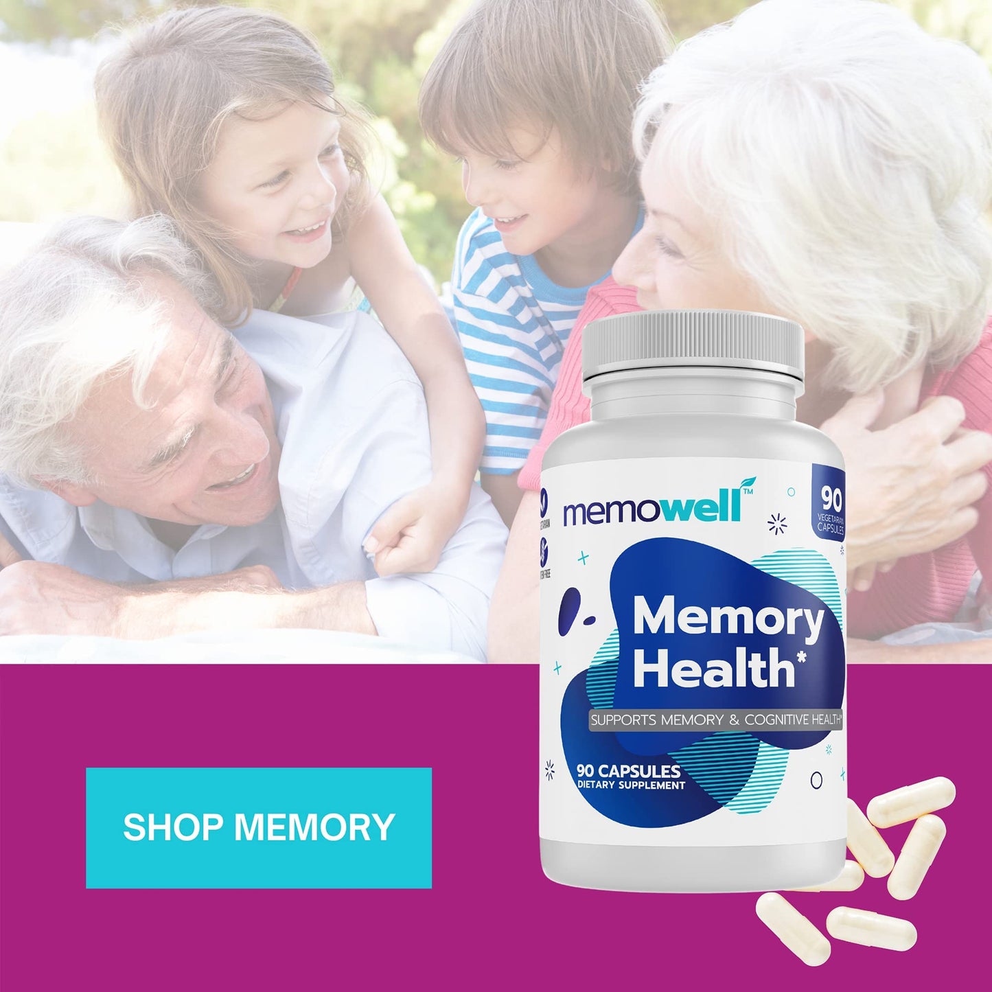 Memowell Brain Supplement Advanced Memory Formula for Brain Health, 90 Capsules