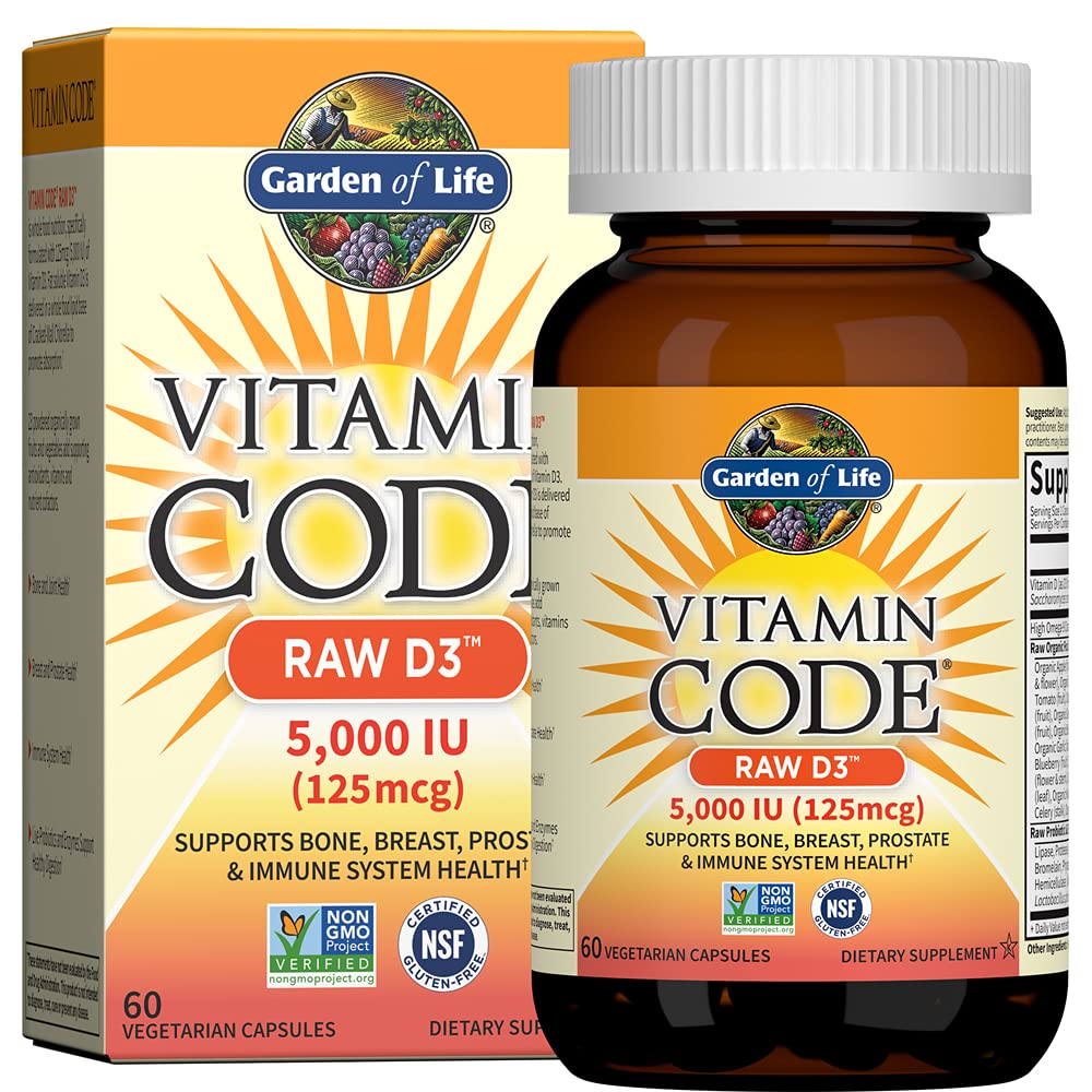 Garden of Life Vitamin D3 5000 IU Capsules, 60 Count