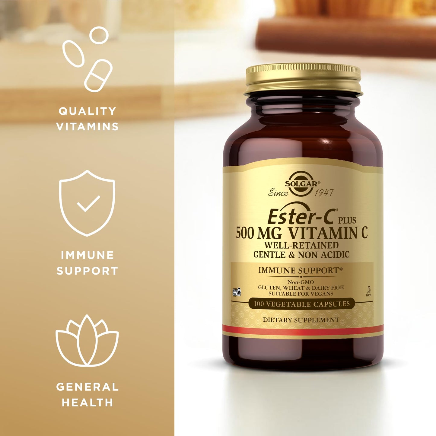 Solgar Ester-C Plus 500 mg Vitamin C (Ascorbate Complex) Capsules, 200 Count