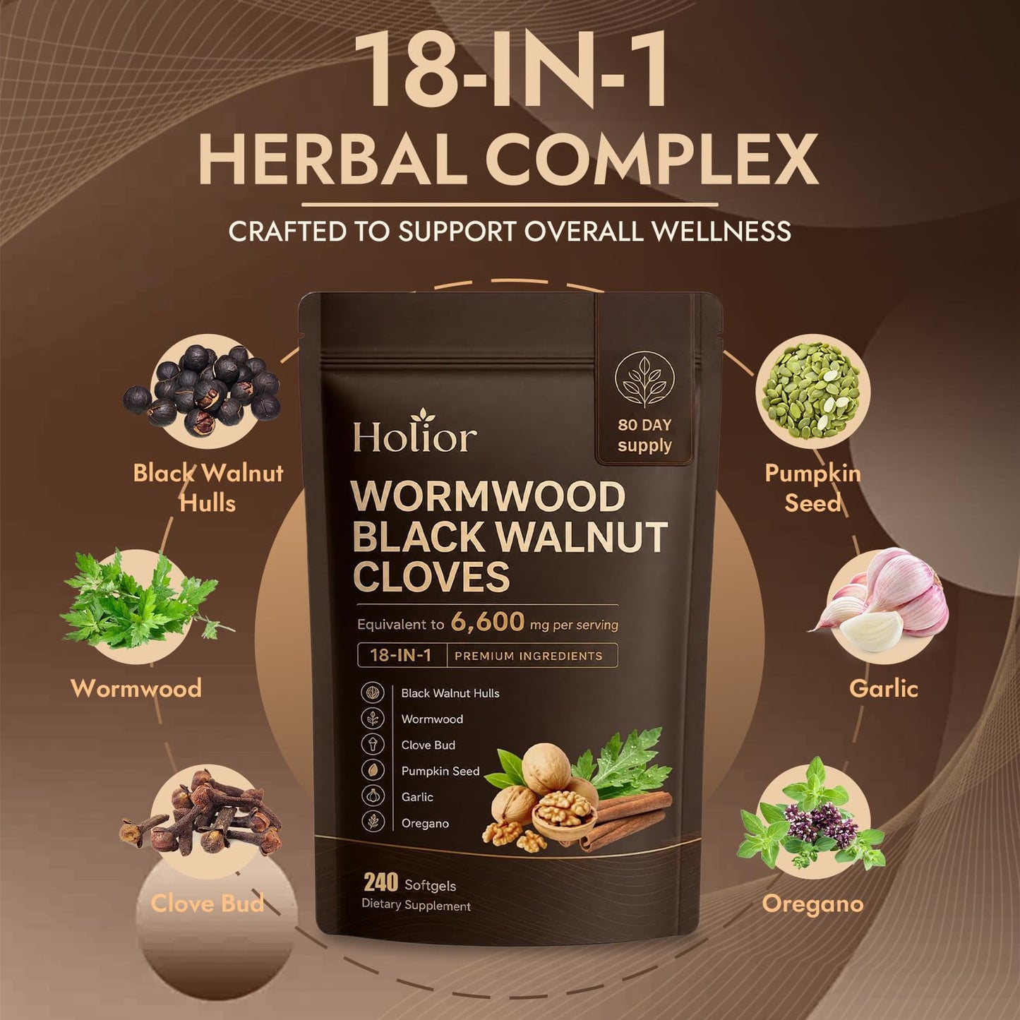 Nutraessence Holior Wormwood Black Walnut Cloves 240 Softgels