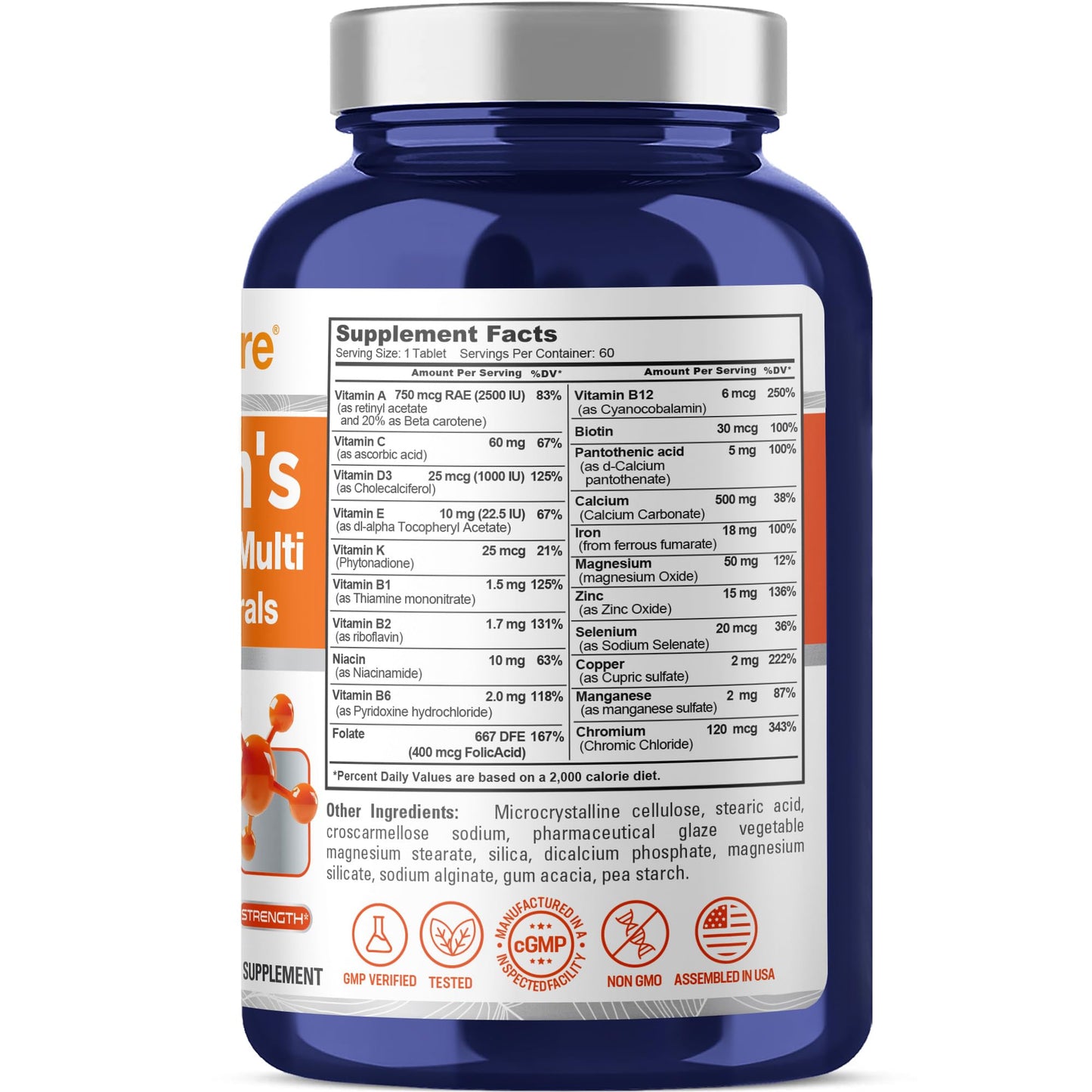 NusaPure Women's Multivitamins & Minerals Tablets, 60 Count
