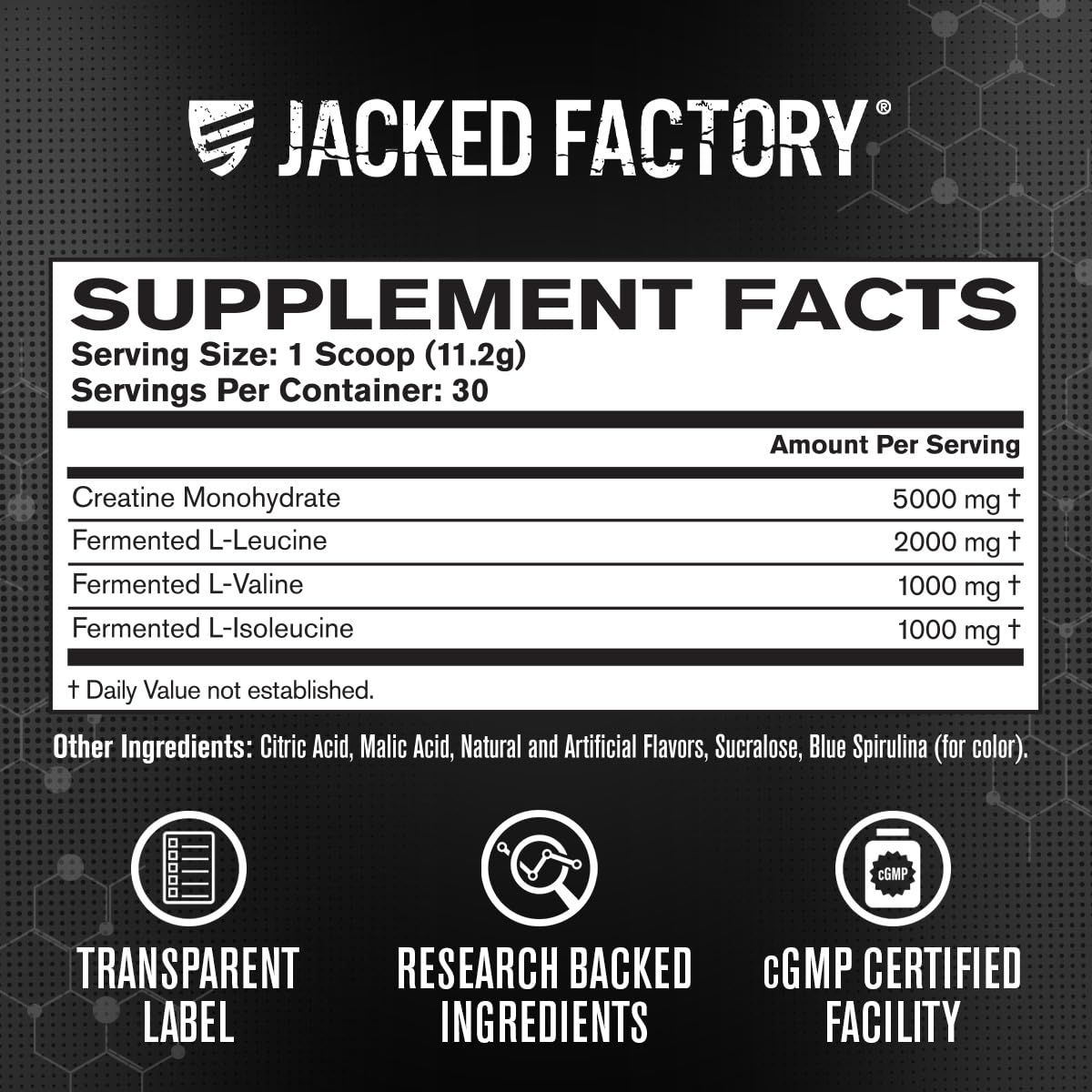 Jacked Factory Creatine Monohydrate + BCAAs Powder, 30 Servings