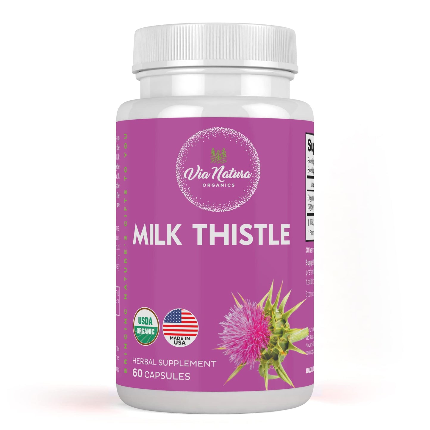 Via Natura Organics Milk Thistle 1000mg, 60 Capsules