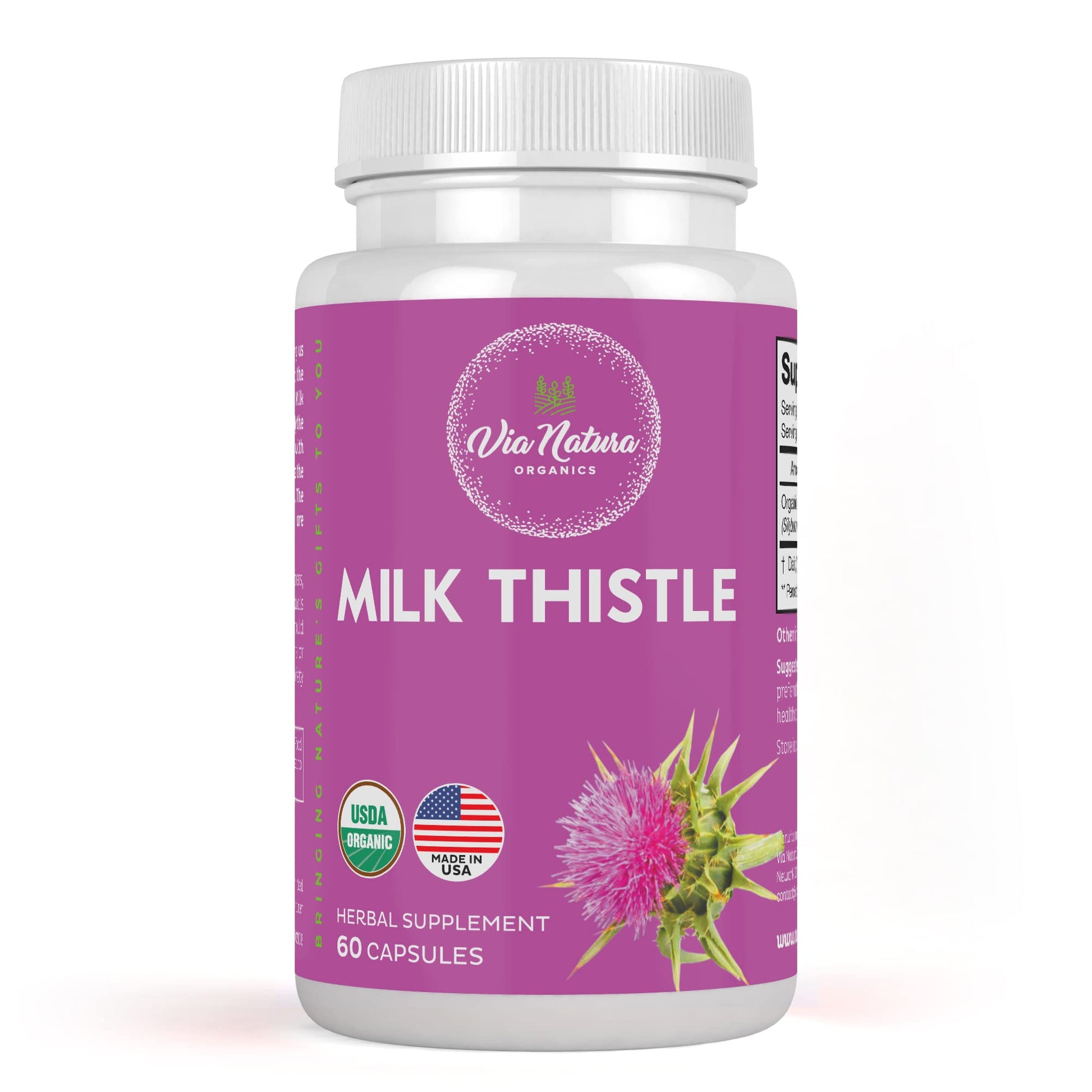 Via Natura Organics Milk Thistle 1000mg, 60 Capsules
