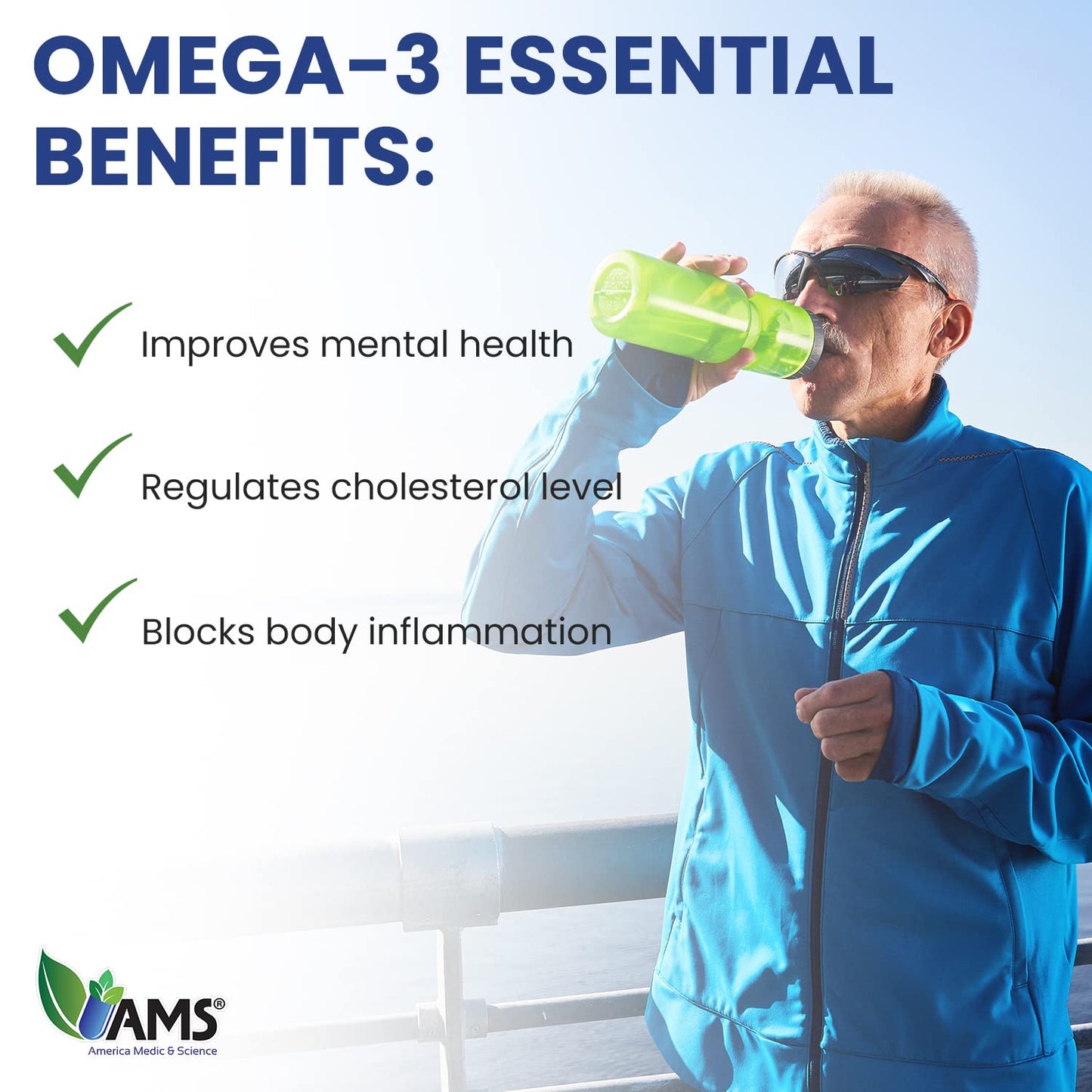 America Medic & Science Omega-3 1000mg Softgels 60 Count