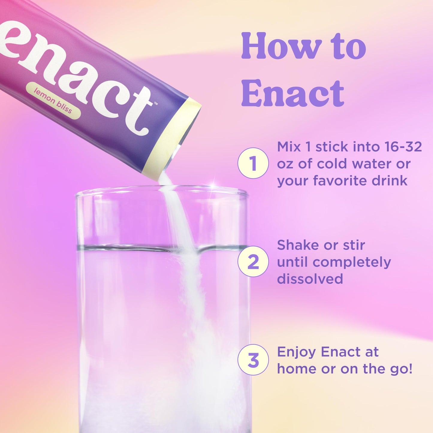 Enact Hydration Electrolyte Powder for POTS, High Sodium, Lemon Bliss, 4 Count