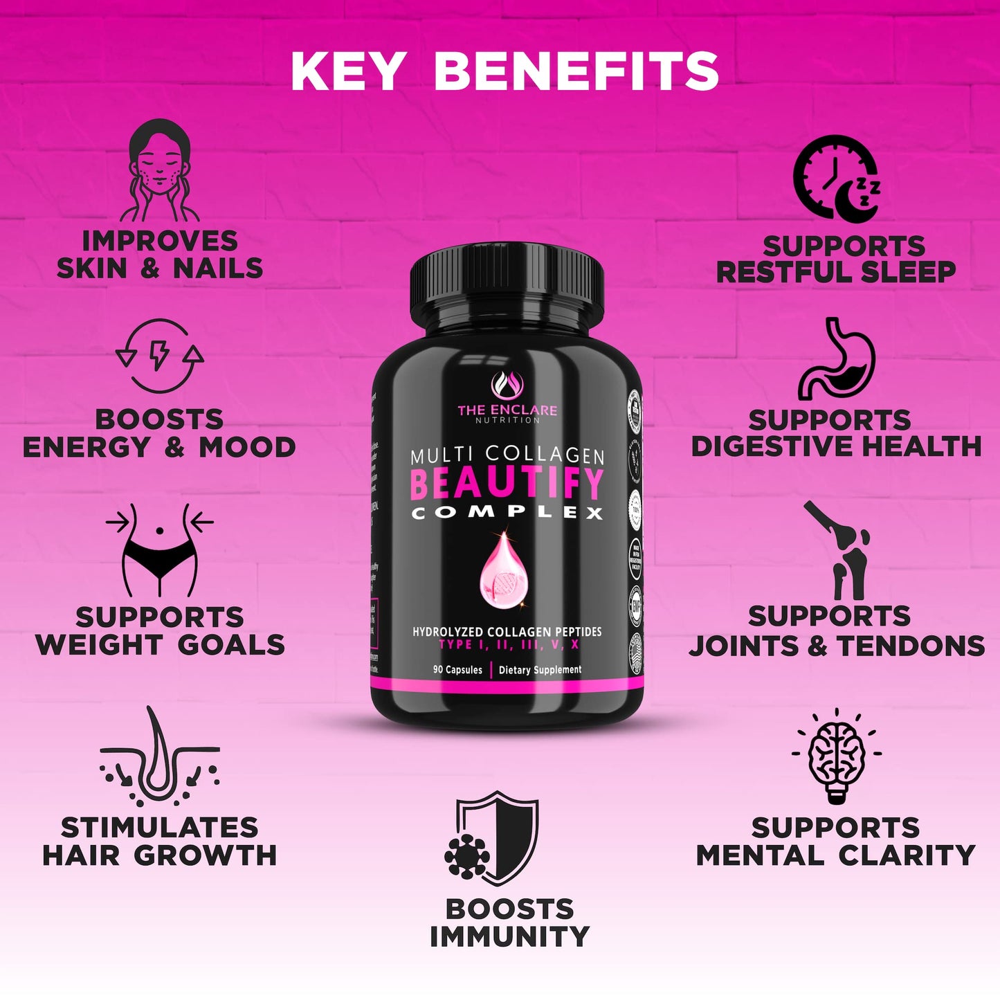 THE ENCLARE NUTRITION Beautify Multi Collagen Complex Capsules 90 Count