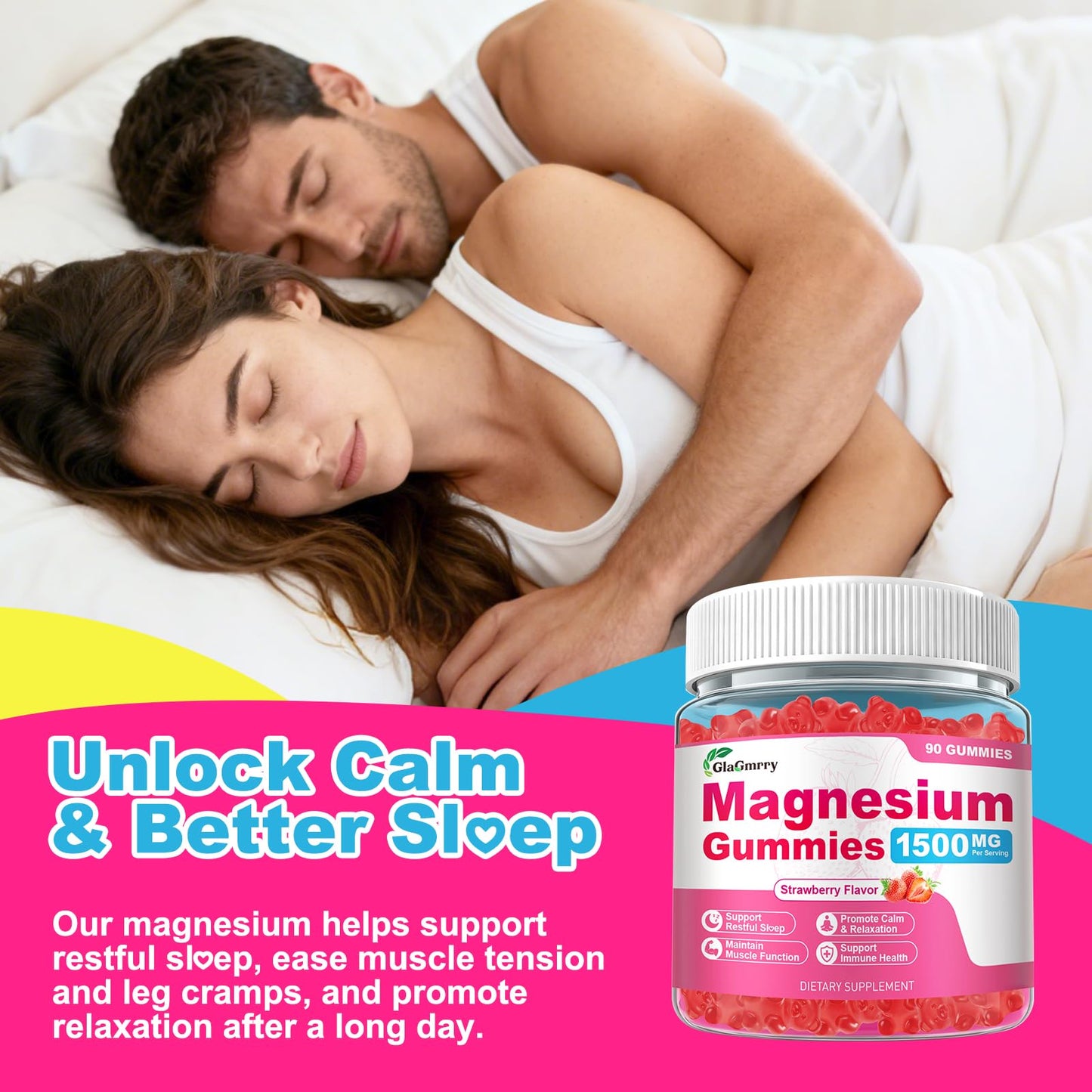 GlaGmrry Magnesium Gummies 90 Count