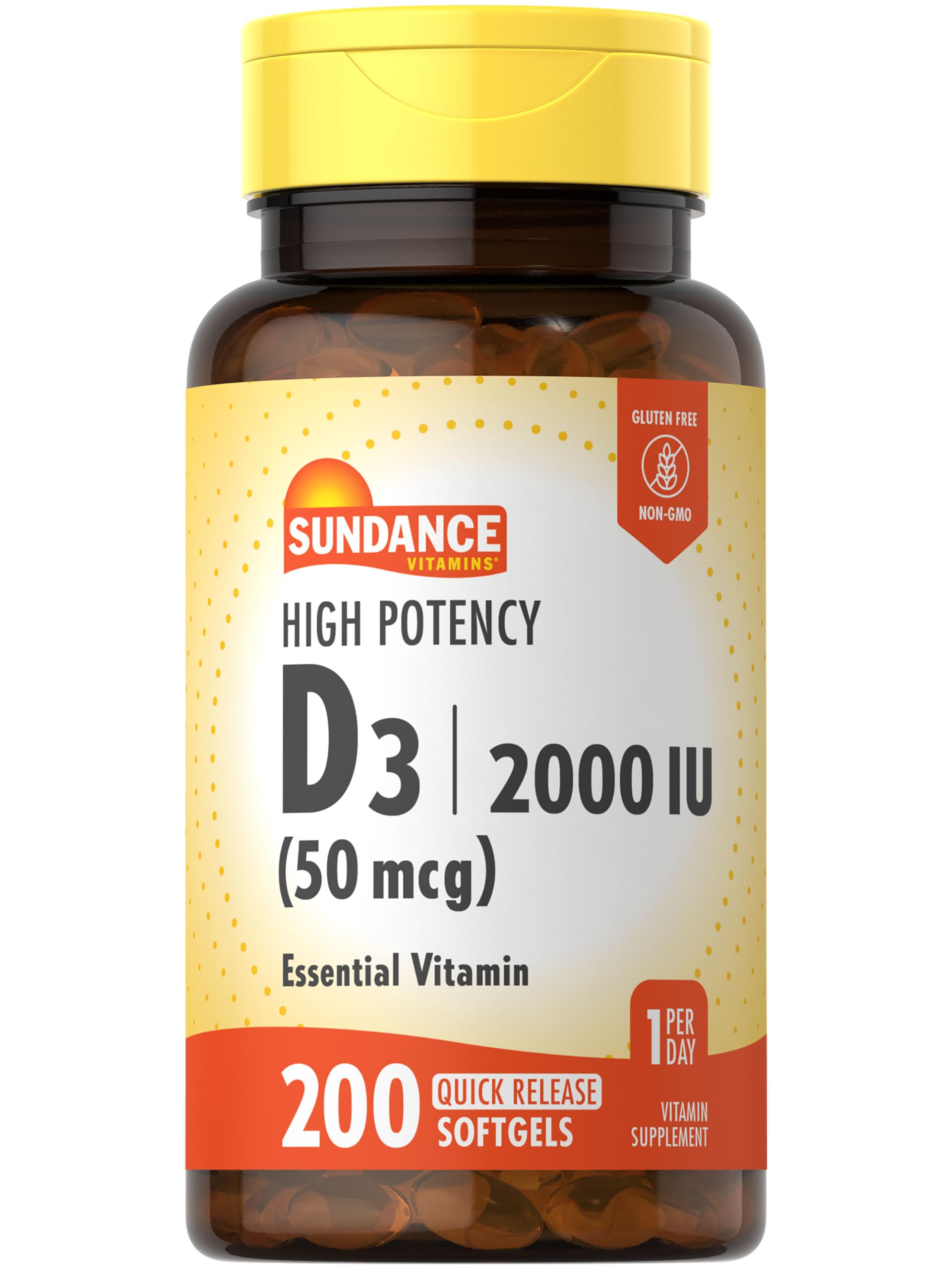 Sundance Vitamin D3 2000 IU Softgels, 200 Count