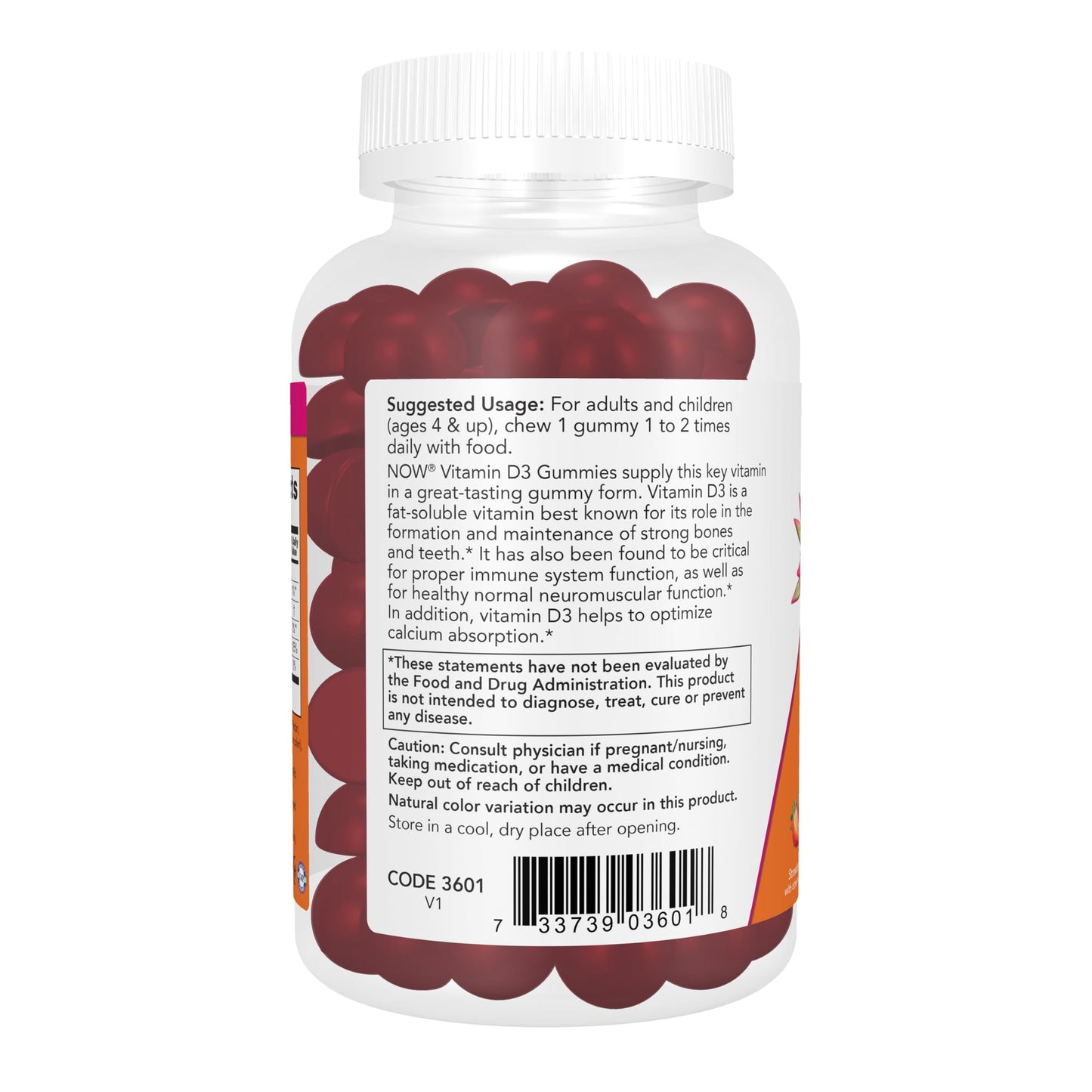 NOW Foods Vitamin D3 Gummies, 90 Count