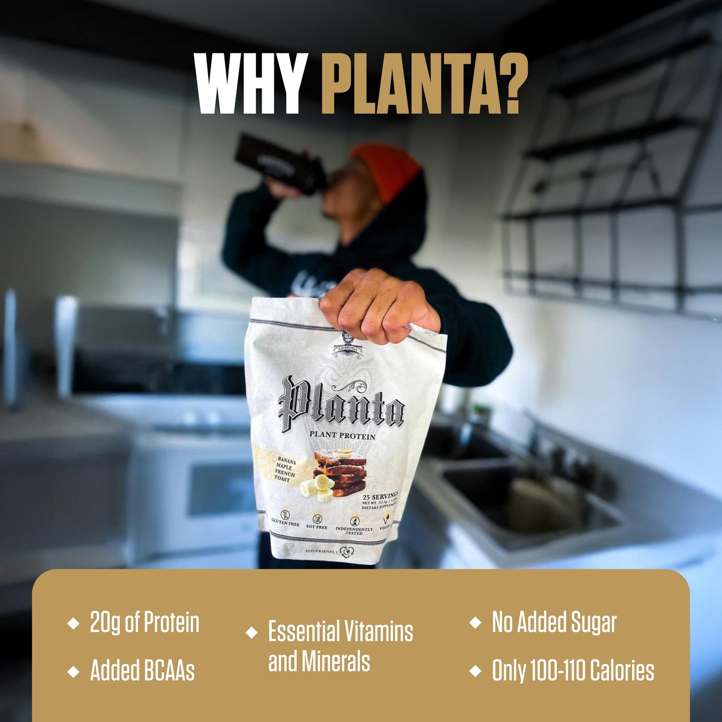 Ambrosia Plant Based Protein Powder Pea Protein Banana Maple, 25 Servings