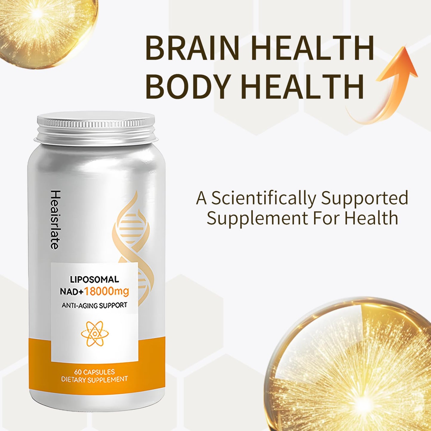 Heaisrlate NAD+ Supplement 600mg with Quercetin & Resveratrol - Liposomal NAD Booster for Cellular Energy, Anti-Aging Support - D-Ribose Enhanced Formula - Vegan, Non-GMO, 3rd Party Tested, 60 Capsules