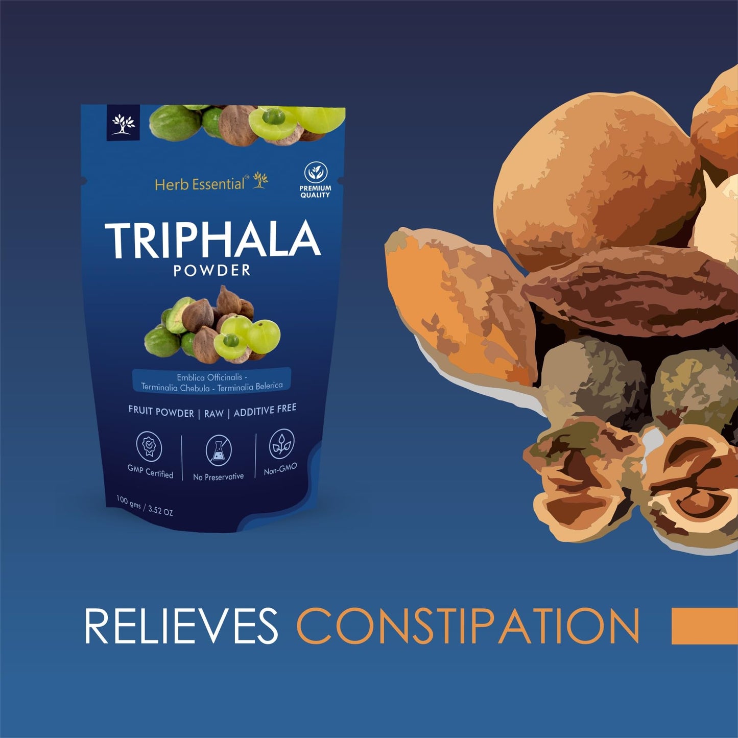 Herb Essential Organic Triphala Powder 7.05 oz