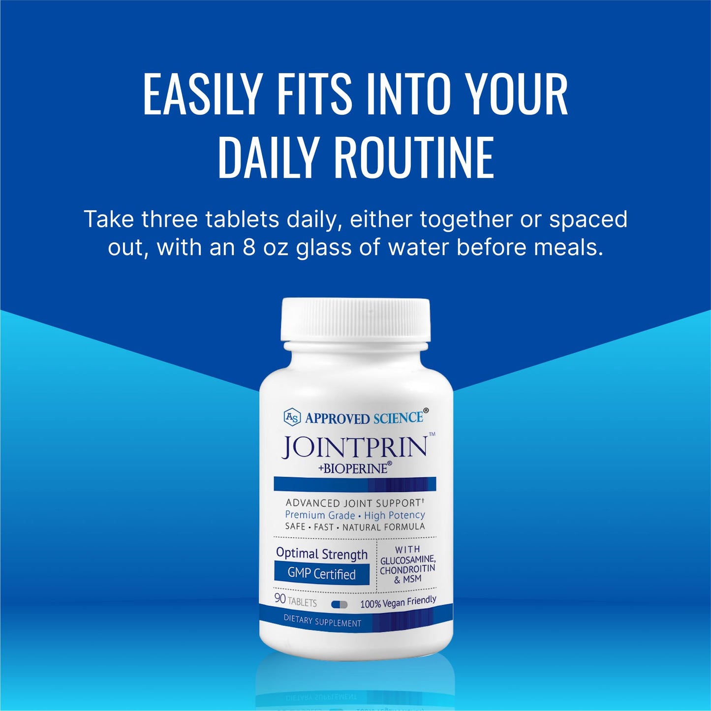 Approved Science Jointprin Joint Support Supplement (Glucosamine, MSM, Chondroitin, Turmeric, Boswellia, BioPerine) 90 Tablets