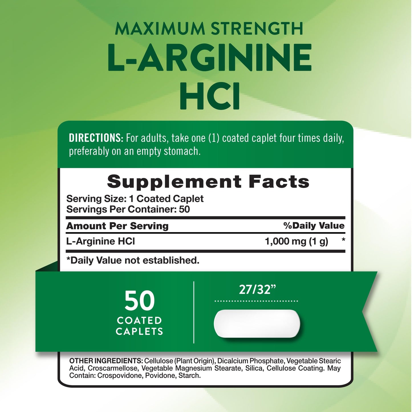 Nature's Truth L-Arginine HCL 1000mg Caplets 50