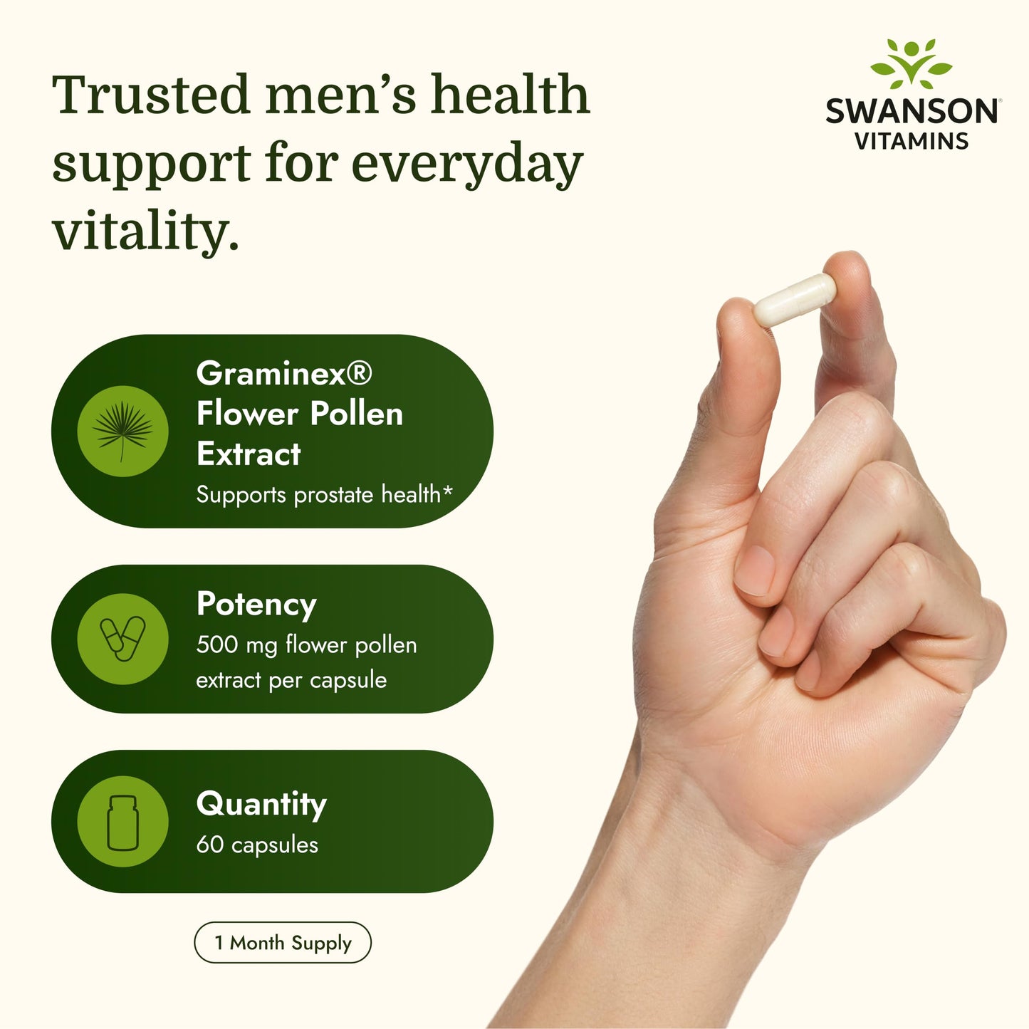 Swanson Graminex Flower Pollen Extract Capsules 60 Count