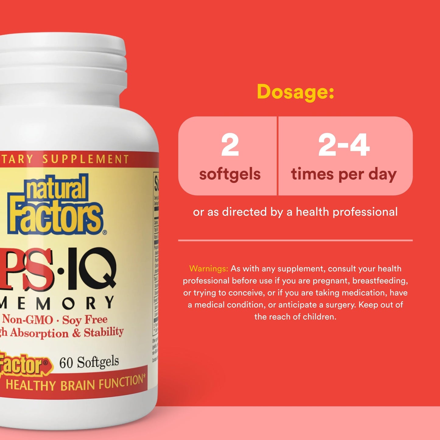 Natural Factors PS-IQ Memory 25mg Softgels 60 Count