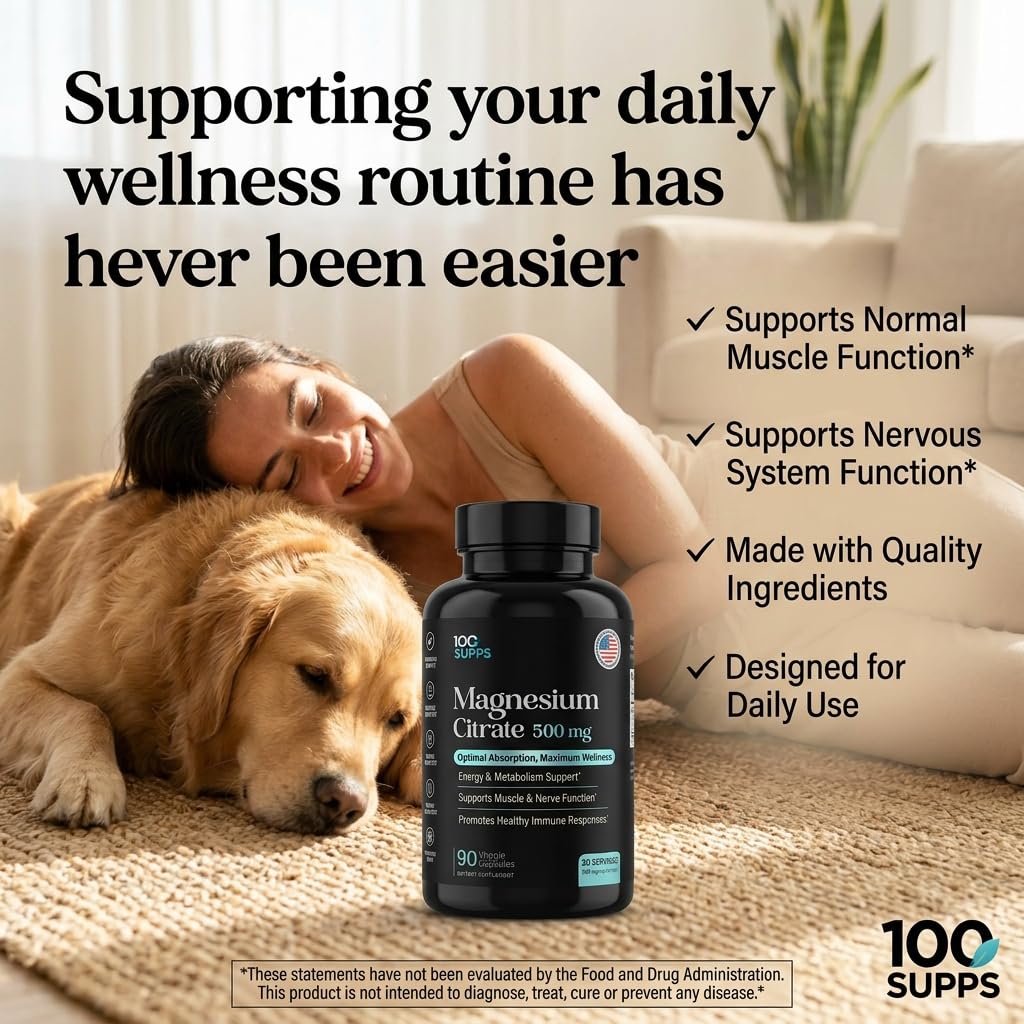 100 Supps Magnesium Citrate 500mg Capsule, 90 Capsules