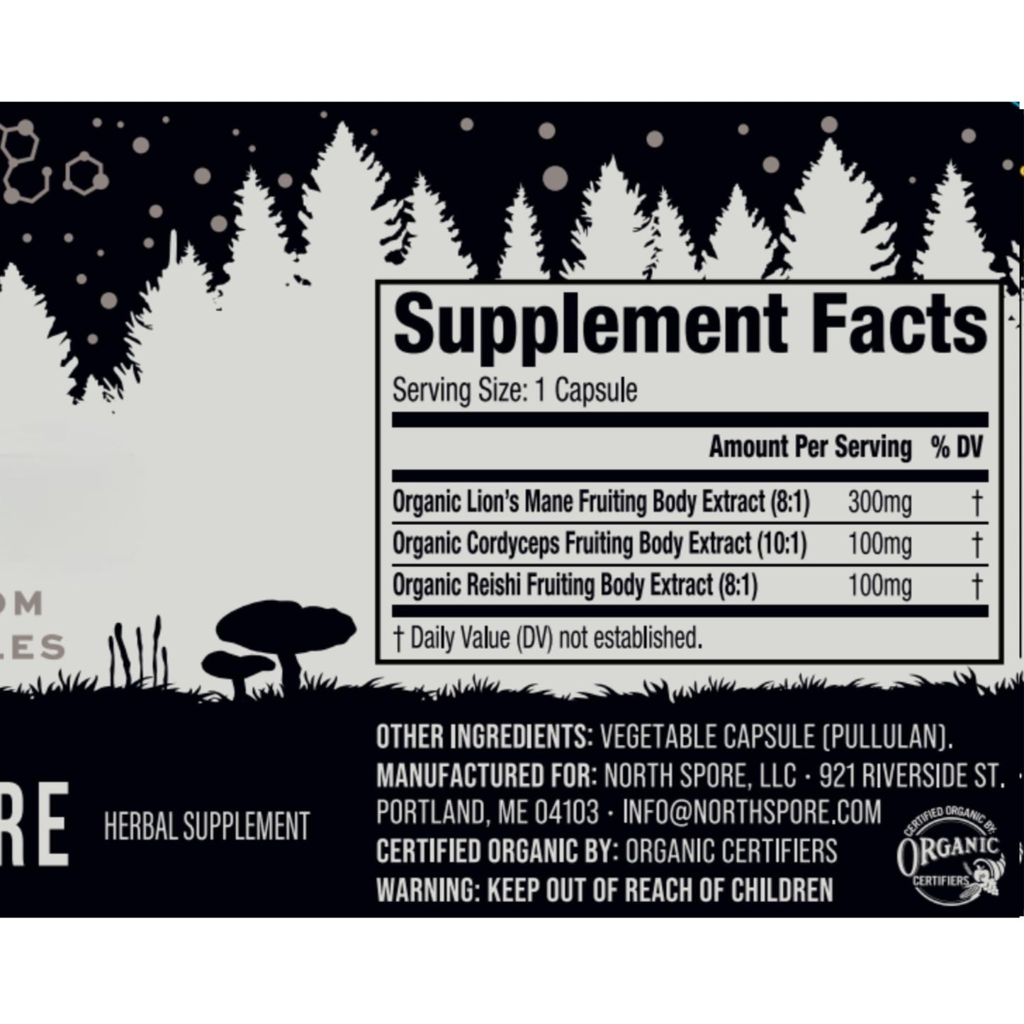 North Spore Organic Clarity High Potency Mushroom Capsules, 60 Count