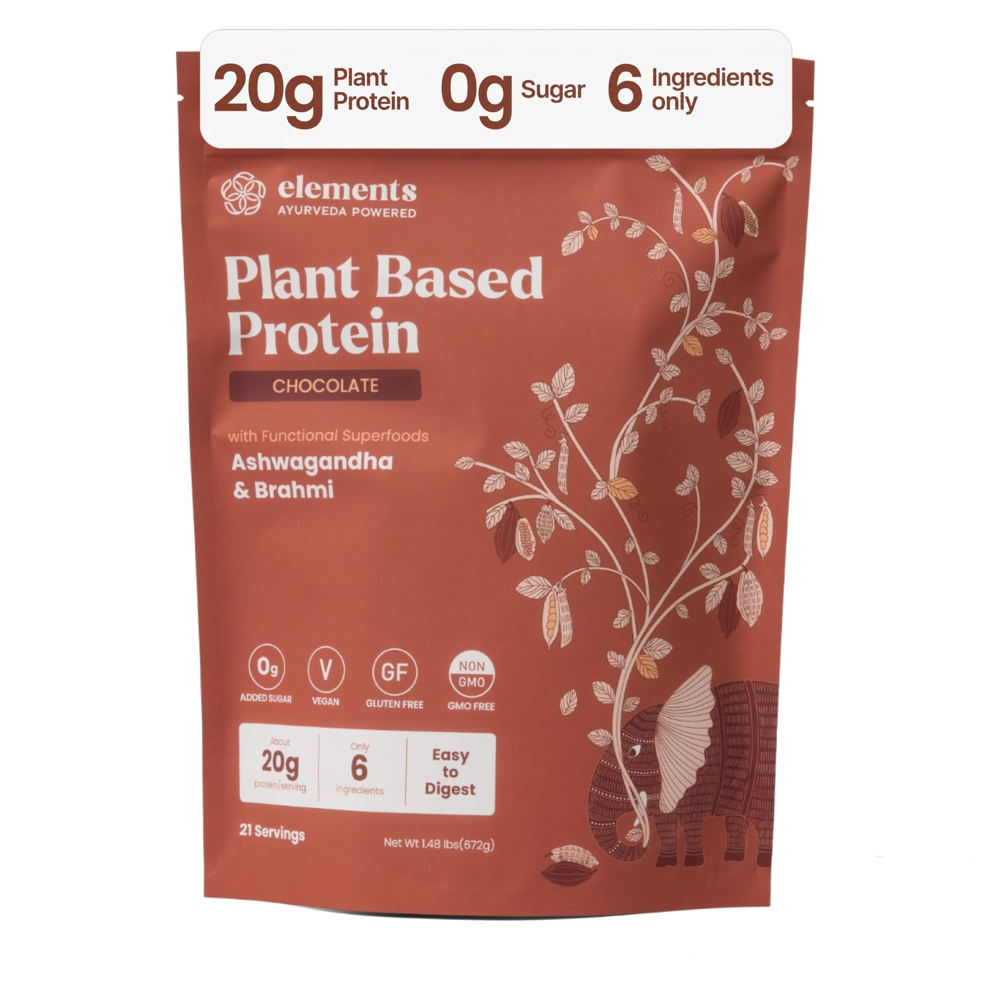 Elements Truffles Chocolate Plant Protein Powder, 20g Protein