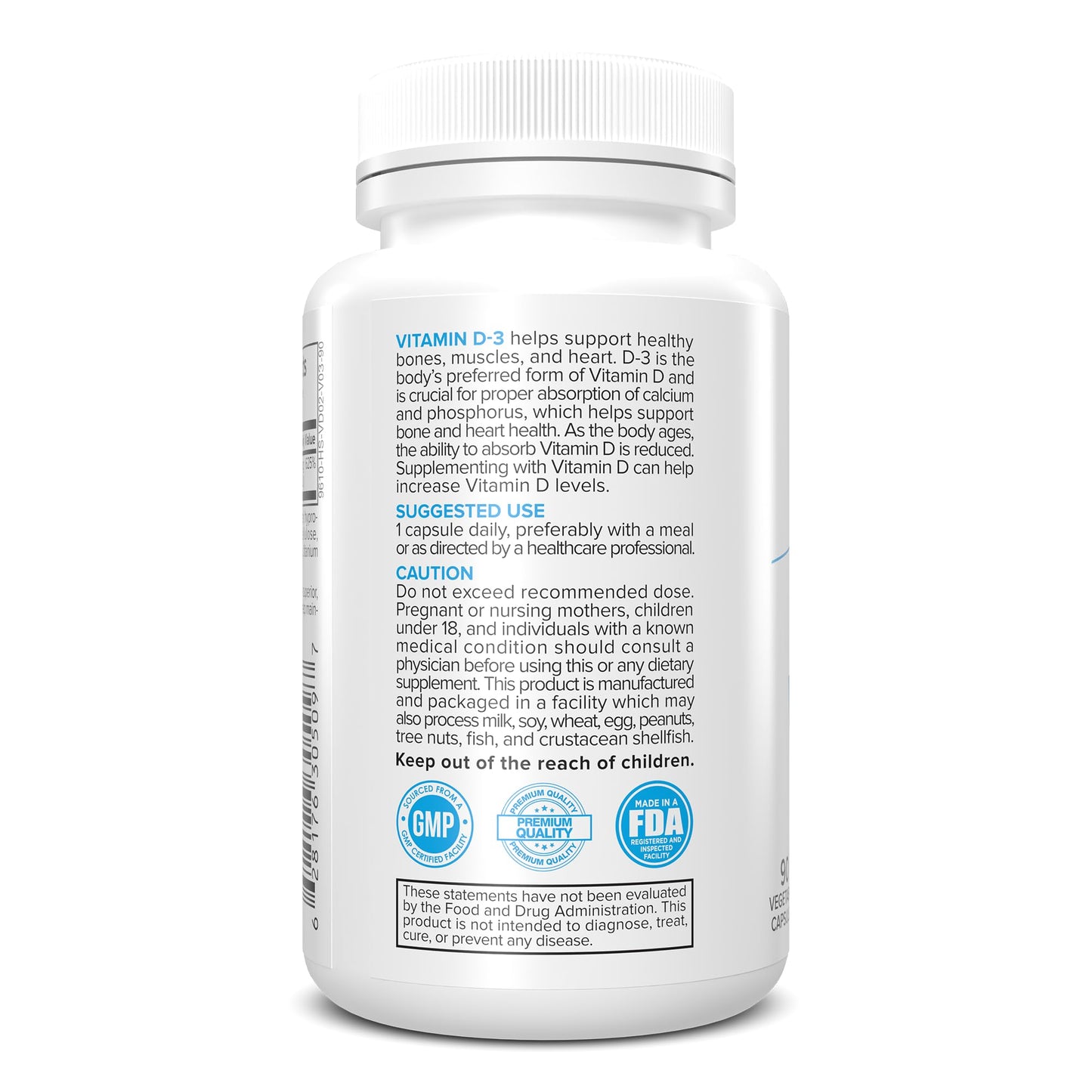 Portions Master Vitamin D3 5000 IU Vegetable Capsules, 90 Count