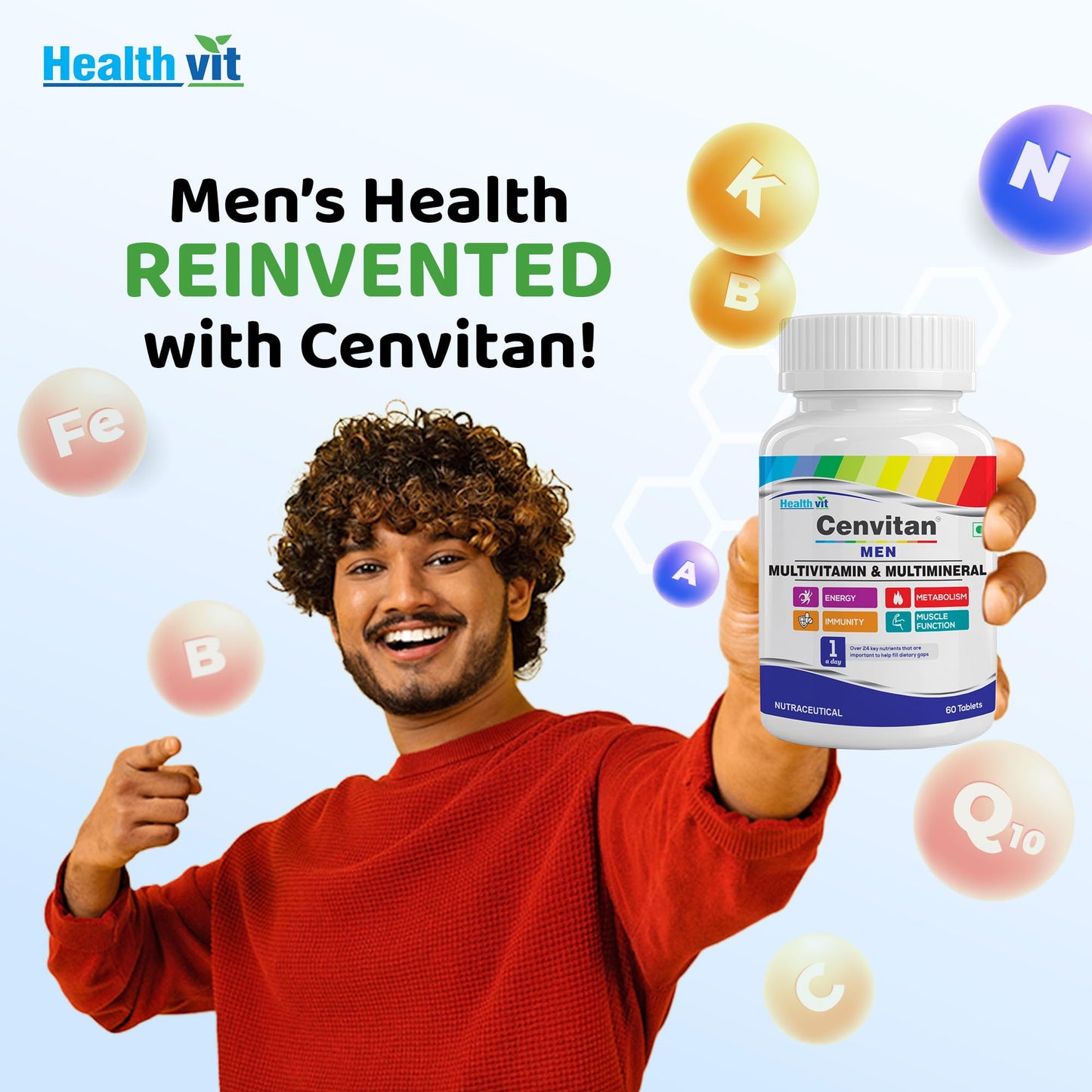 Healthvit Cenvitan Men Multivitamins and Multiminerals Tablets, 60 Tablets