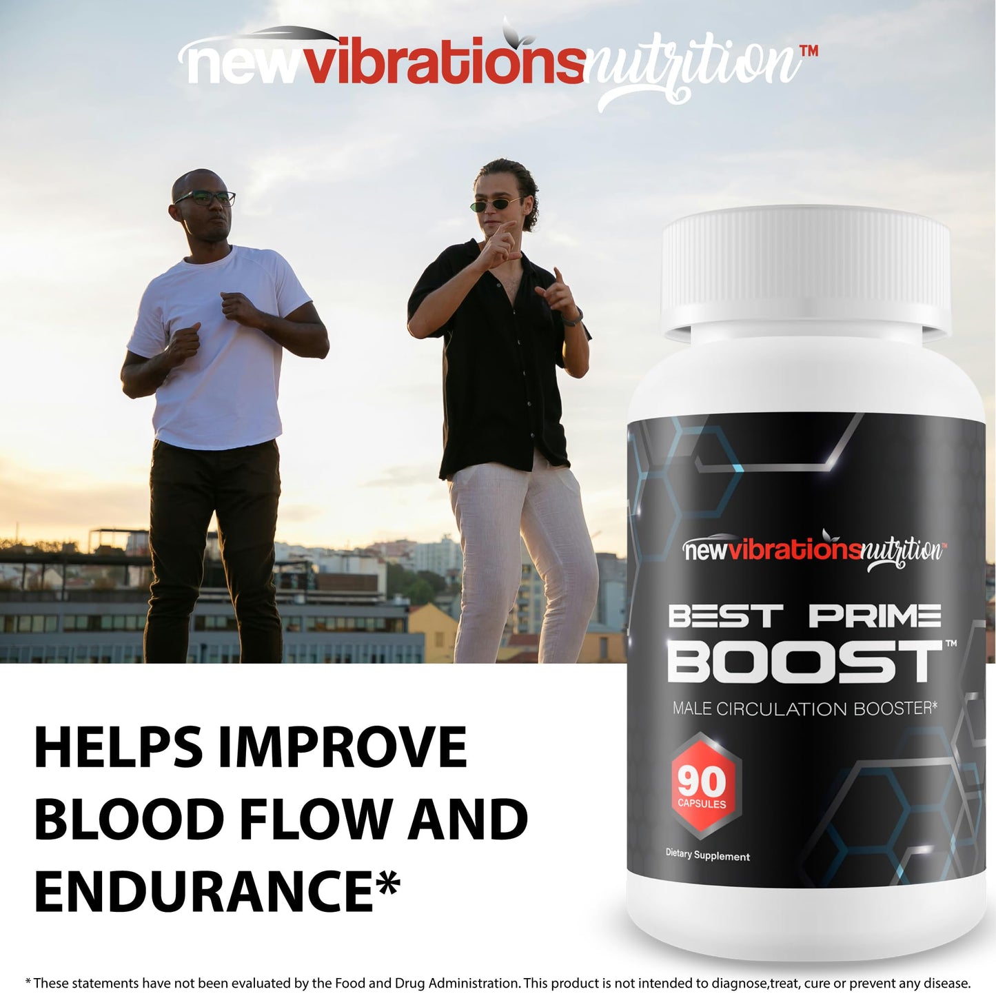 New Vibrations Nutrition Best Prime Boost Male Circulation Booster Capsule 90 Count