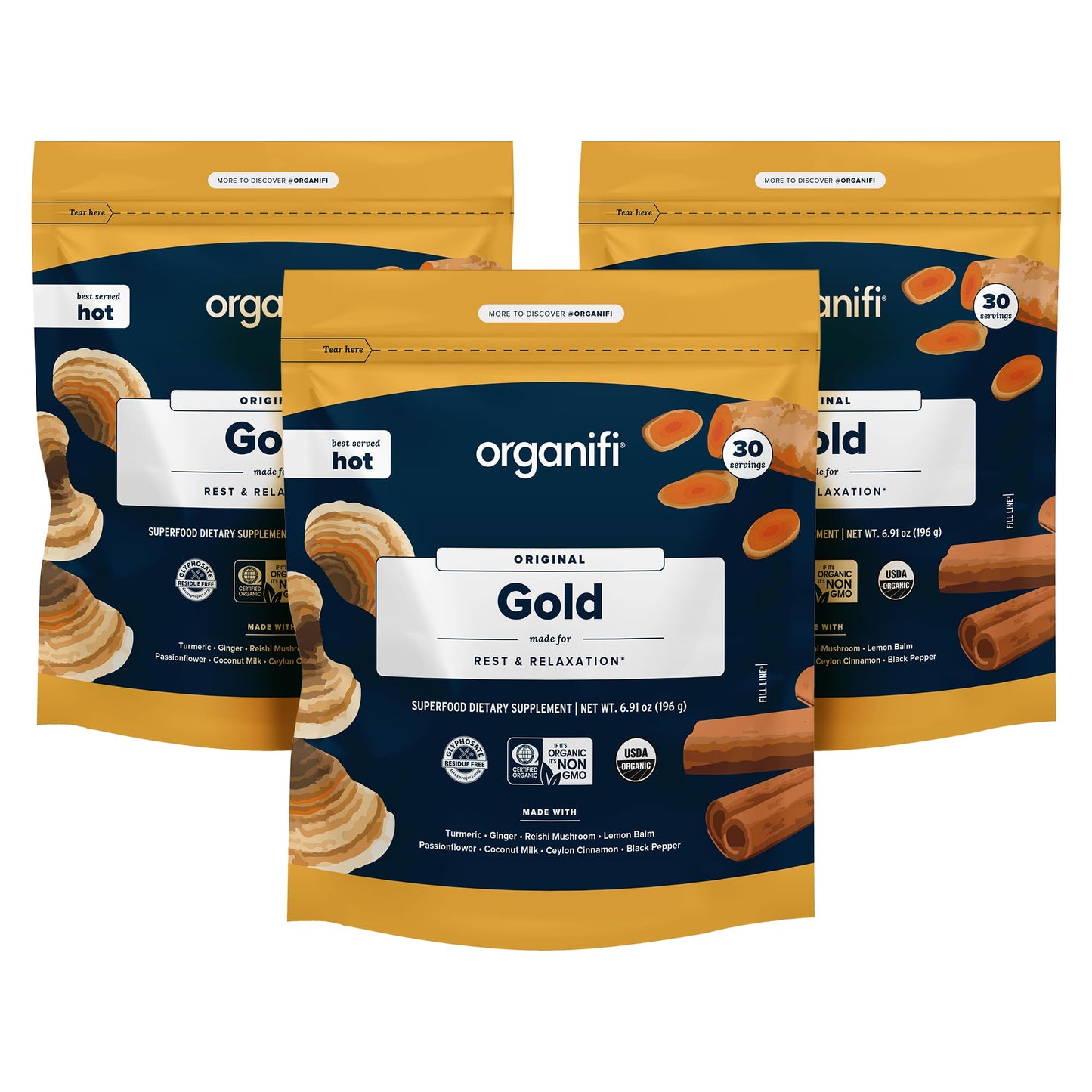 Organifi Gold Powder 90 Servings (3 Pack)