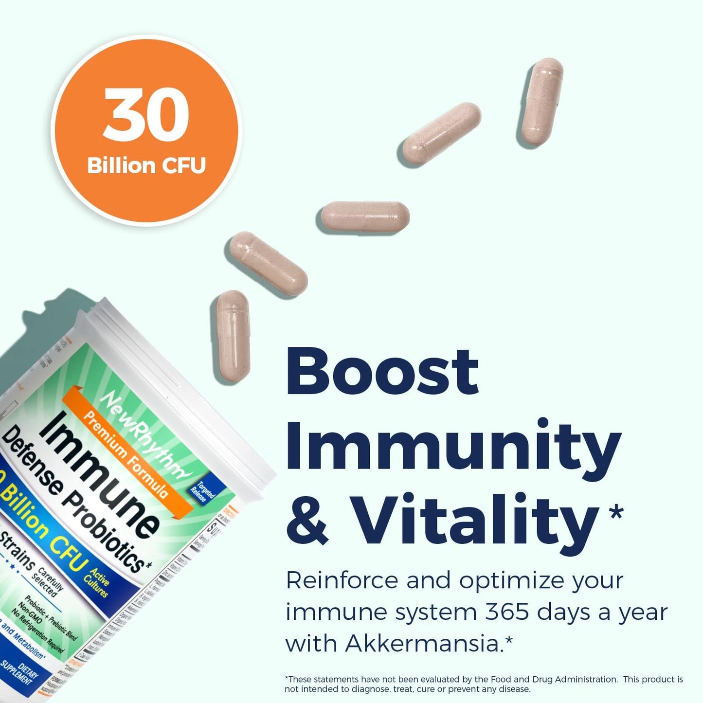 NewRhythm Probiotics for Immune Support Capsules 30