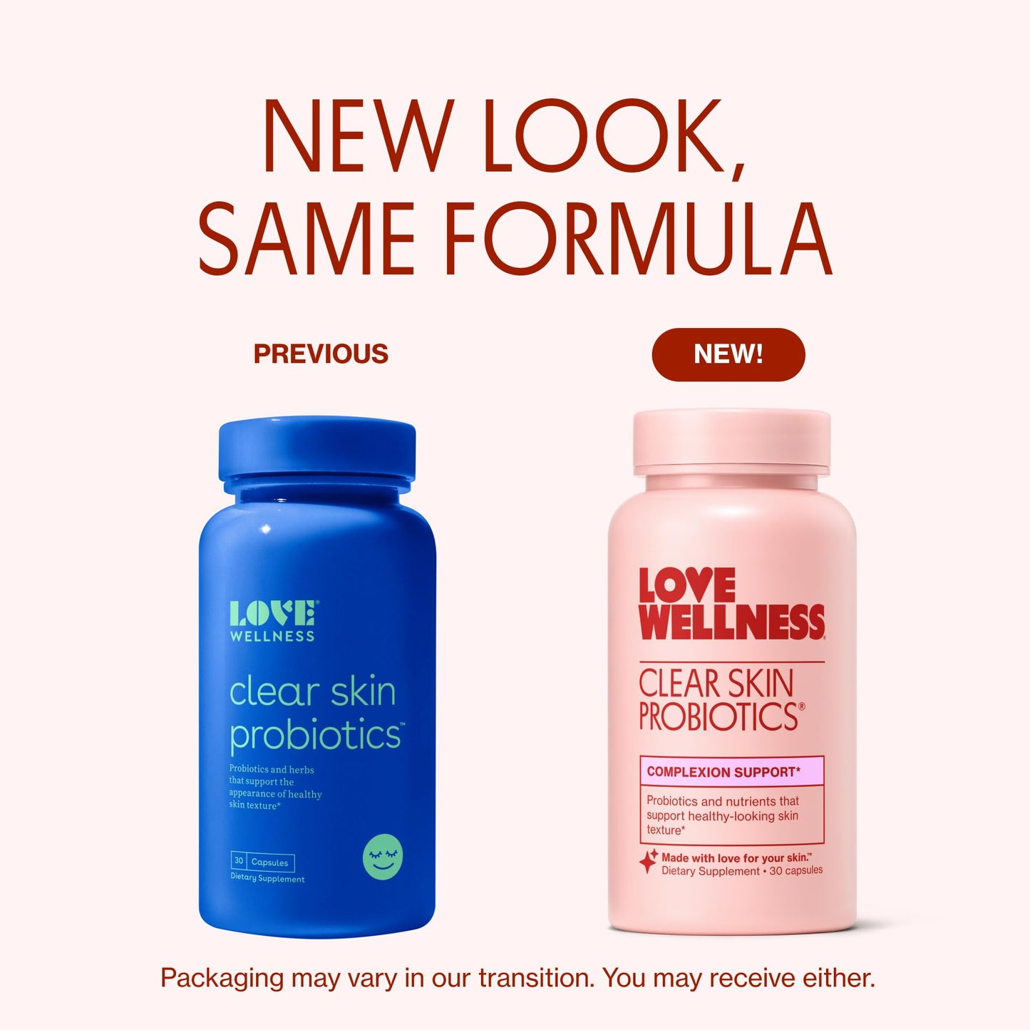 Love Wellness Clear Skin Probiotic Capsules 30 Count