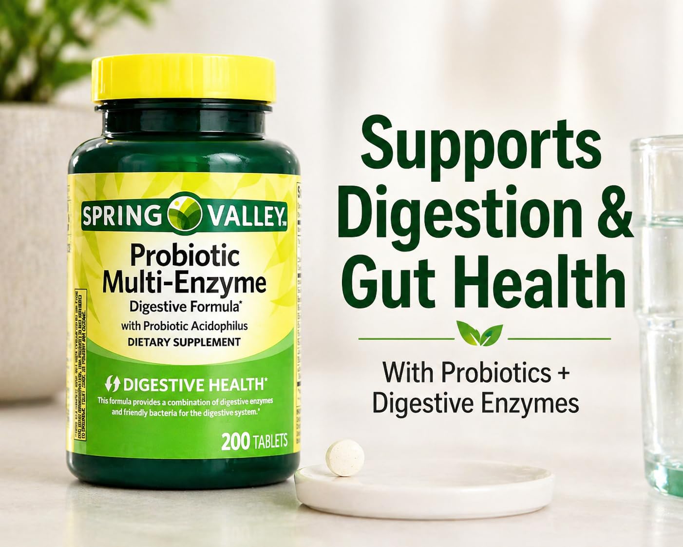 H4U Probiotic Multi-Enzyme Digestive Formula Tablets, 200 Count