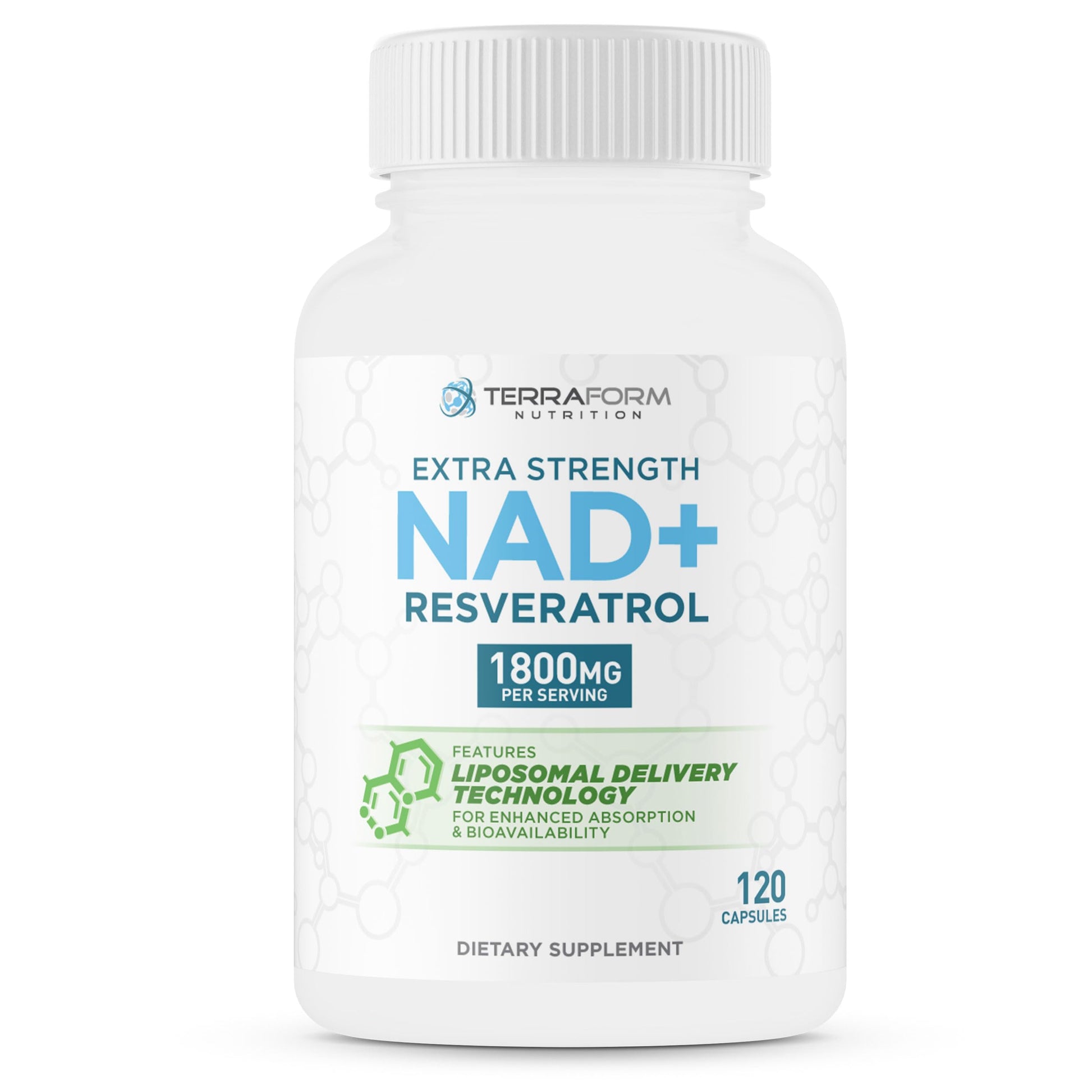 TerraForm Nutrition Liposomal NAD+ Resveratrol Capsule 120 Count