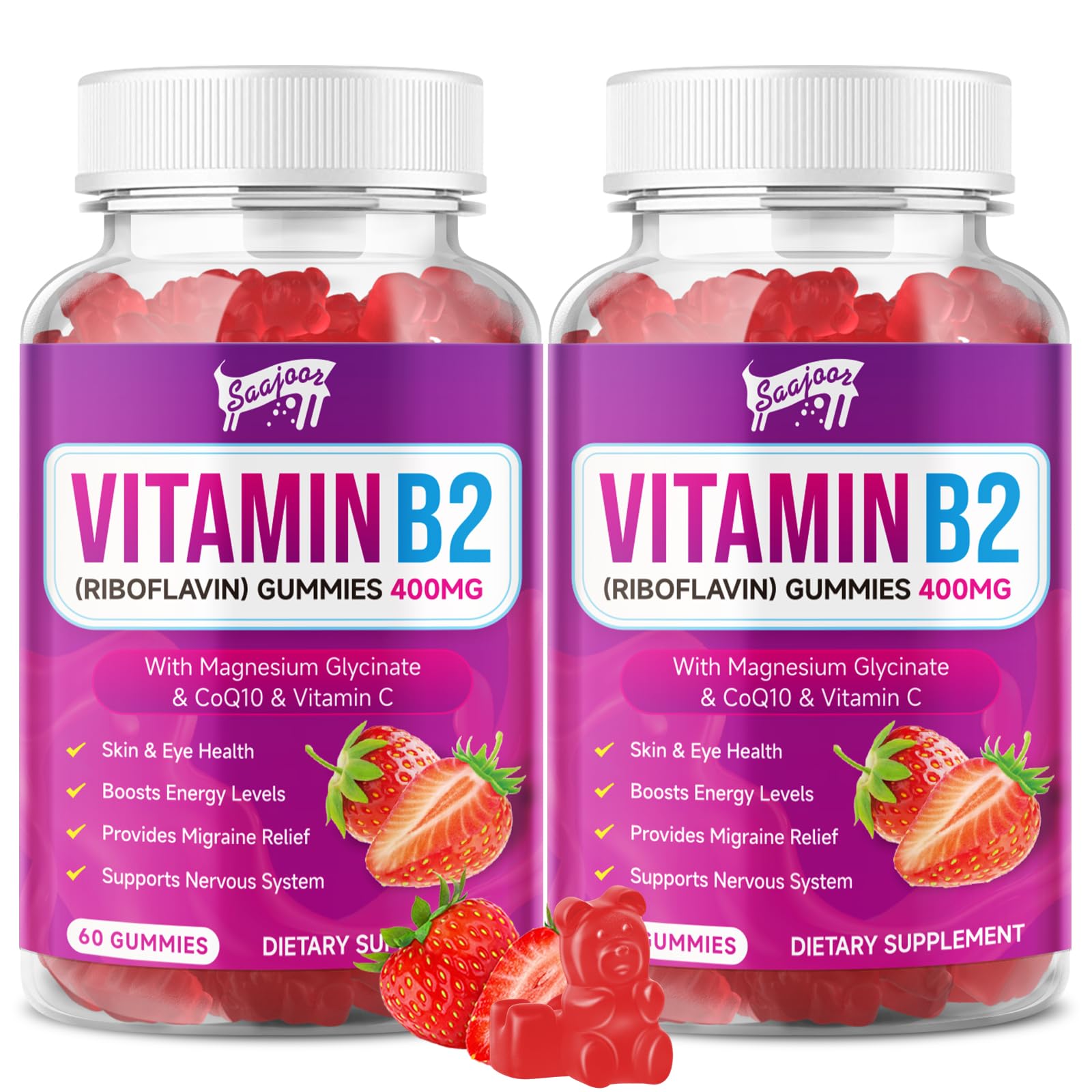 Saajoor Vitamin B2 Gummies, 2-Pack