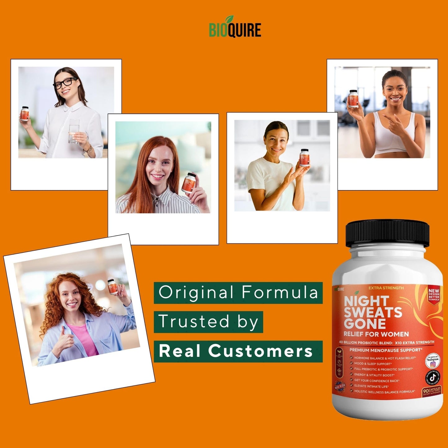 BIOQUIRE Night Sweats Gone - Menopause Relief for Women, 90 Capsules