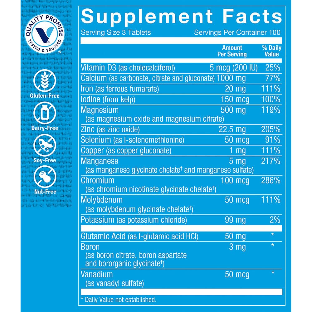 The Vitamin Shoppe Multi Minerals with Boron & Vitamin D Tablet, 300 Tablets