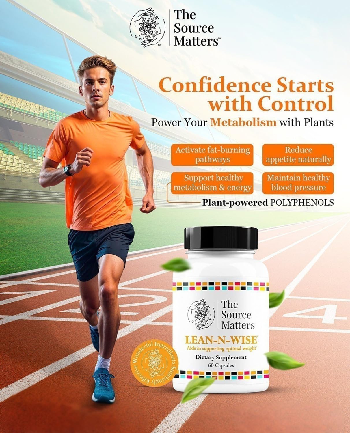 THE SOURCE MATTERS Lean-N-Wise Digestion & Energy Support with Green Coffee Bean, Hibiscus, Lemon Verbena & Magnesium Citrate | Plant-Based Formula for Daily Wellness, 60 Capsules