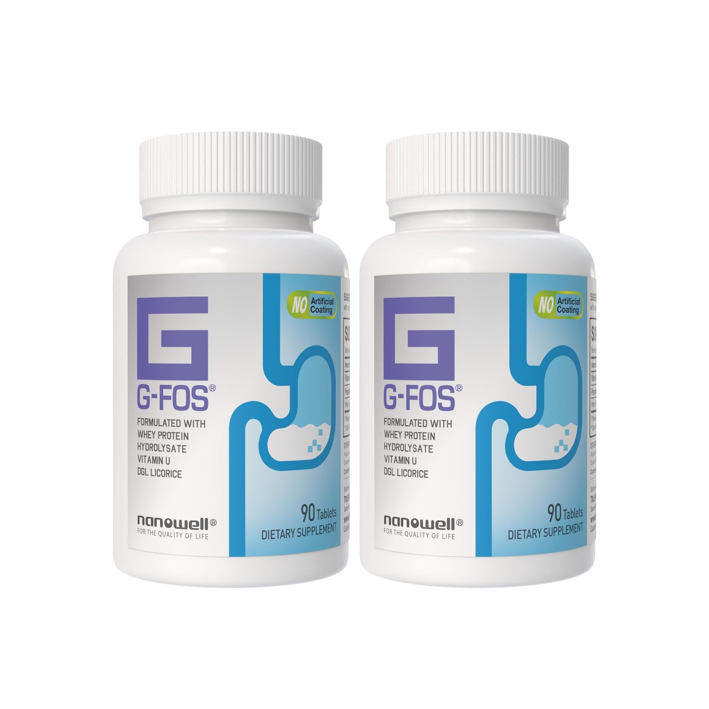 NANOWELL G-FOS Digestive Health Supplement Vitamin U Tablets 180 Count
