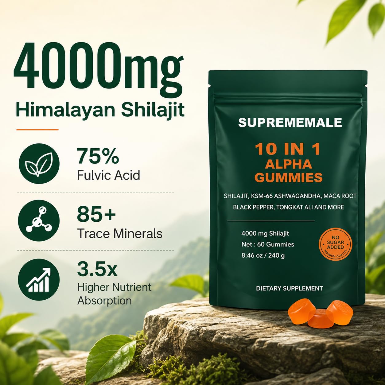 WXDOAU SupremeMale 10 in 1 Alpha Gummies Gummy 60 Count