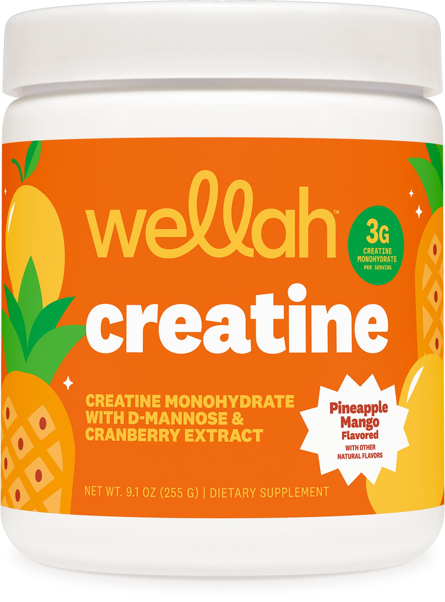 Wellah Creatine for Women - Creatine Monohydrate with Dandelion & Cranberry Extract Powder, 9.3