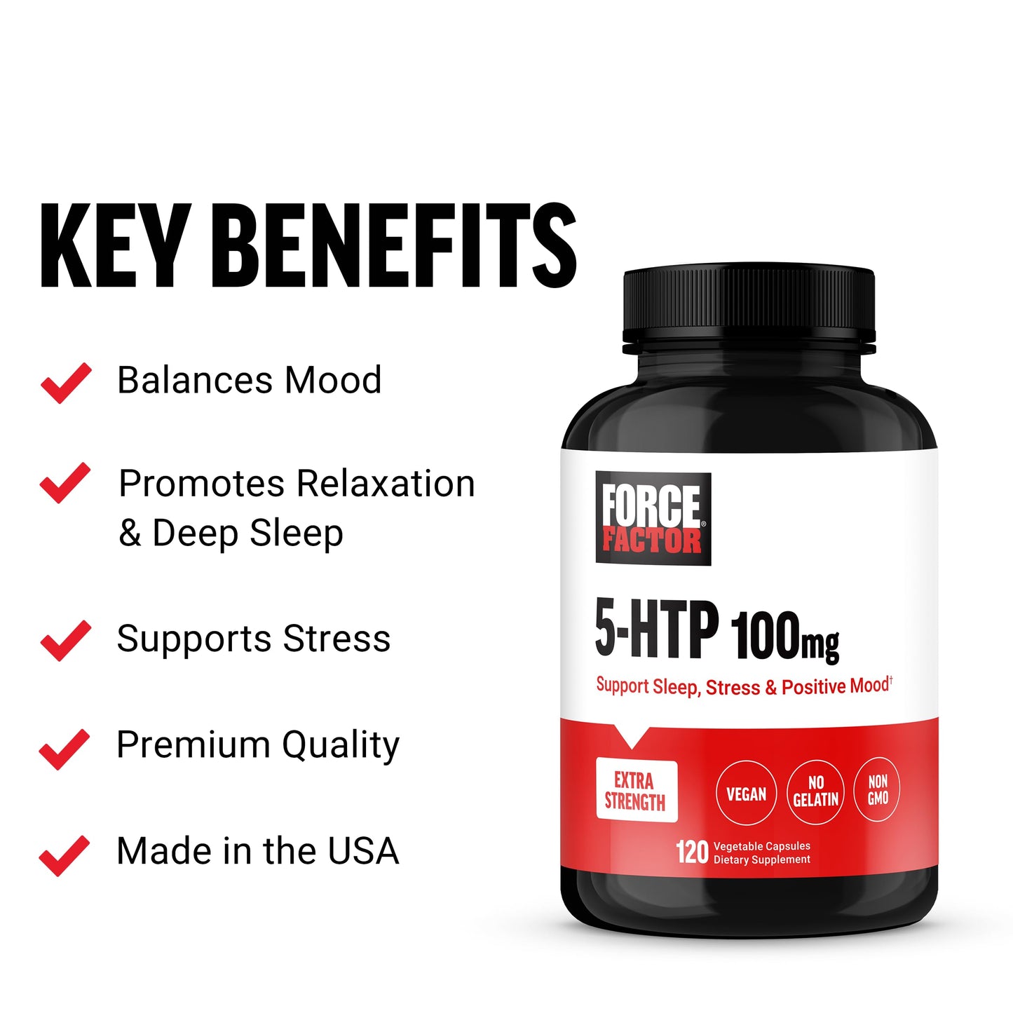 Force Factor 5HTP Sleep Aid & Mood Support Supplement Capsule 120 Count