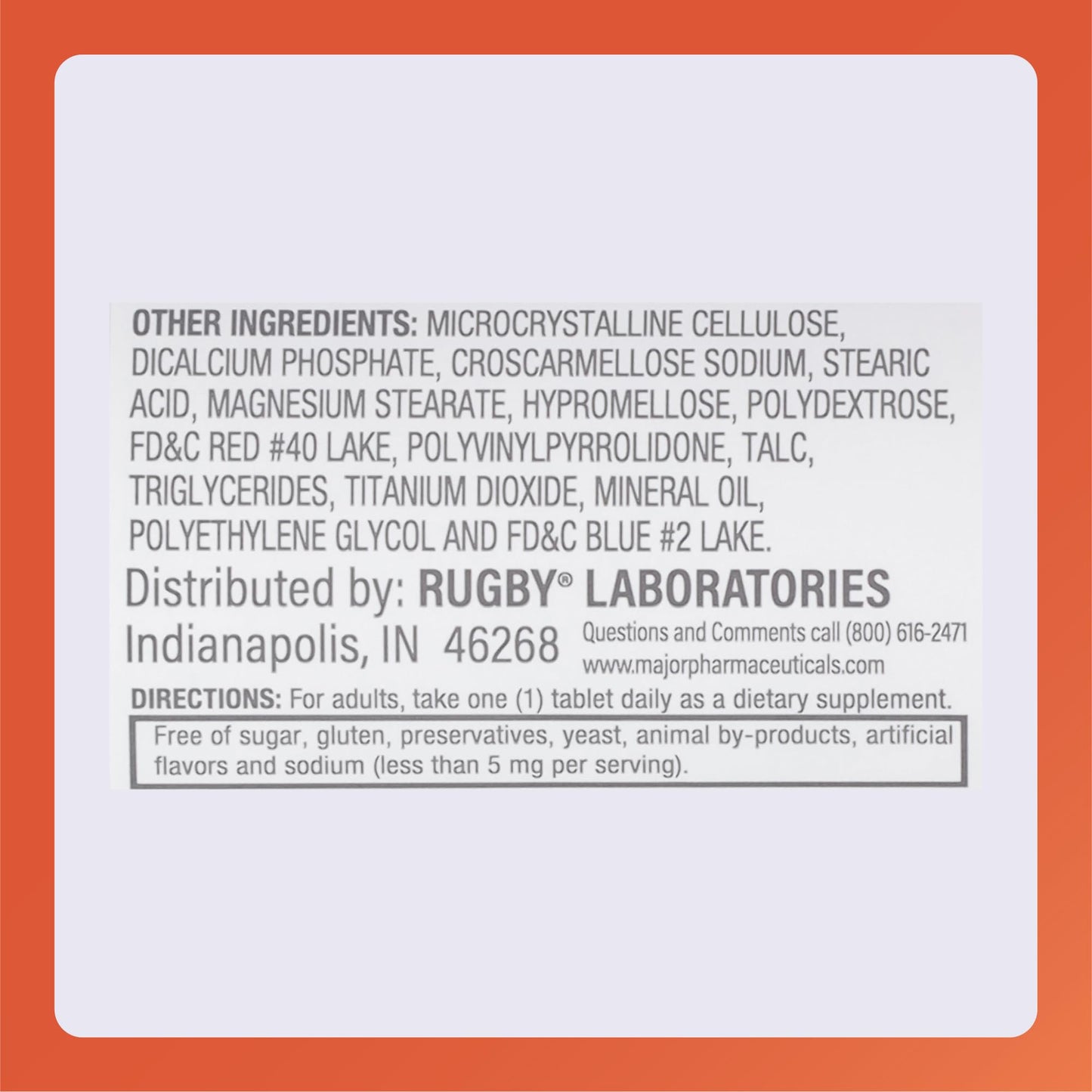 Rugby Laboratories Nephro-Vite Vitamin B and C Complex Tablets 100 Count