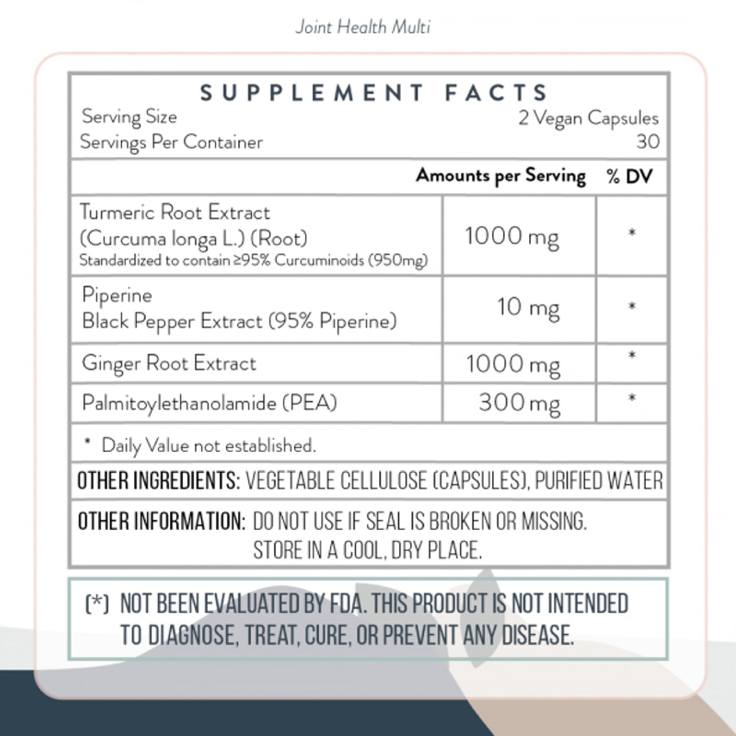 WELL THEORY Joint Wellness Supplement Turmeric, Ginger & Pea Capsules 60 Count