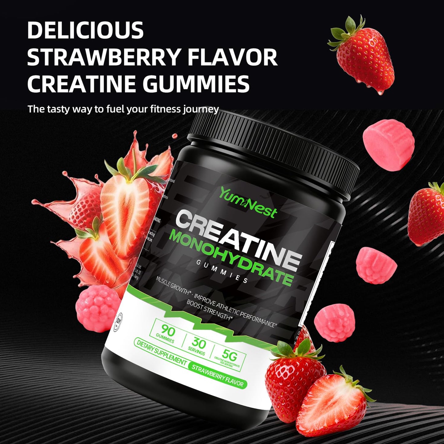 YumNest Creatine Monohydrate Gummies 5000 mg, 90 Count