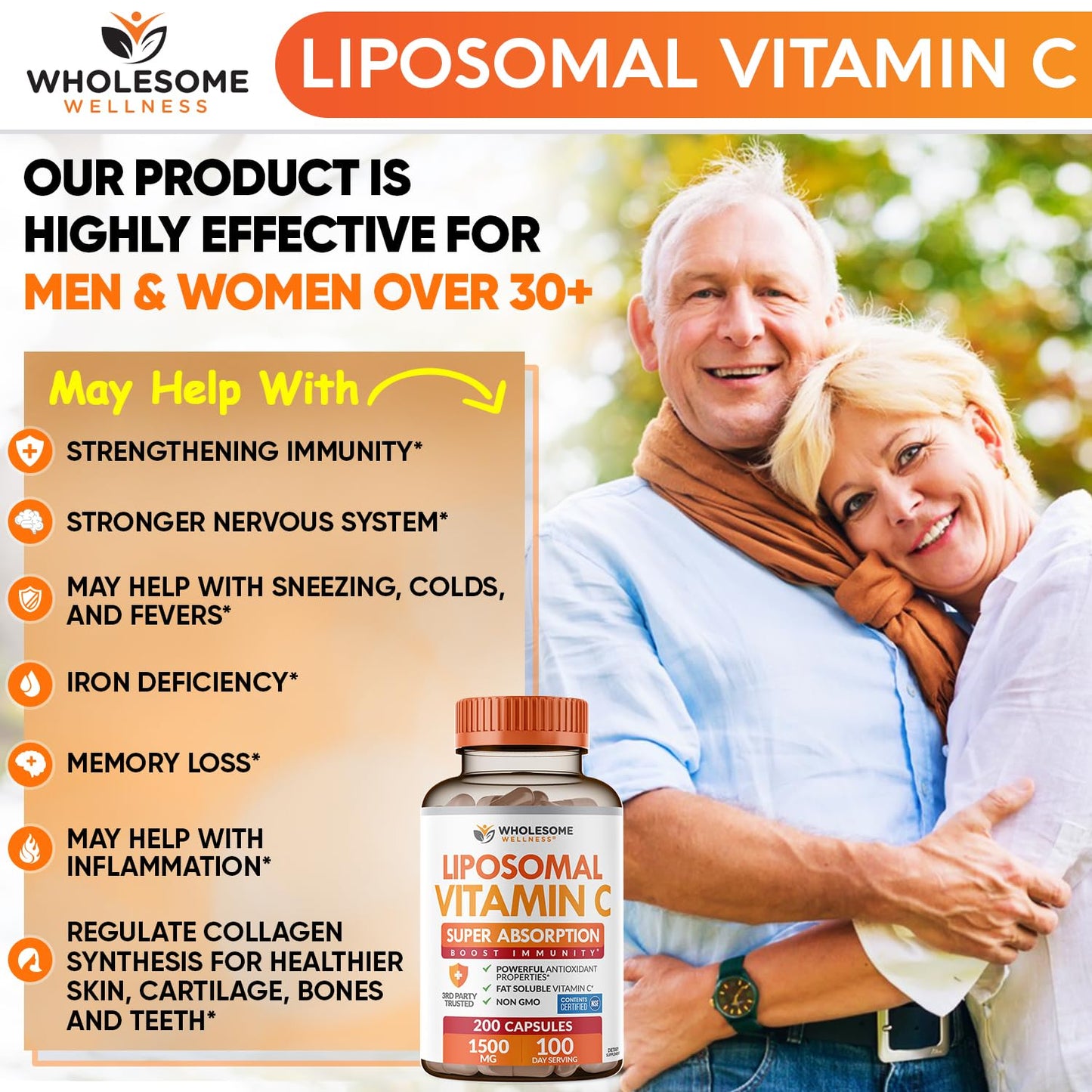 Wholesome Wellness Liposomal Vitamin C Capsules, 200 Count