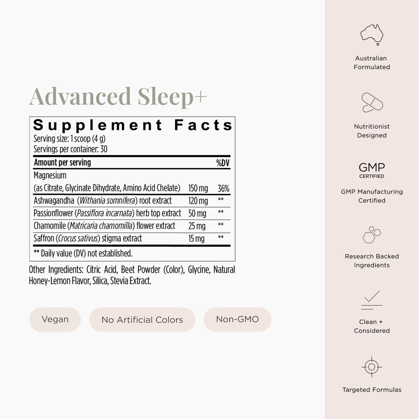JSHealth Advanced Sleep Plus Powder 4.2 oz Sleep Aid with Passionflower, Ashwagandha & Magnesium Glycinate Dihydrate - Honey-Lemon Flavor