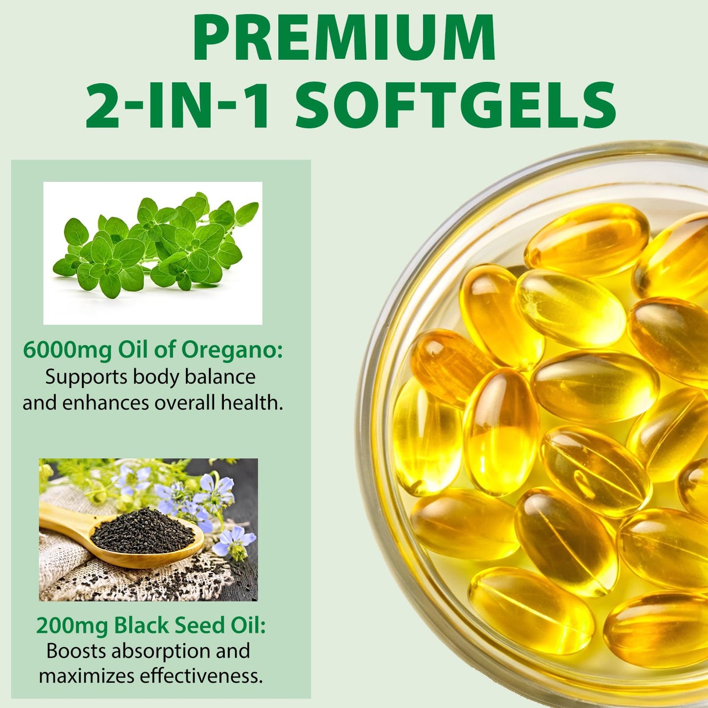 O NATURE . ZIRAN Oil of Oregano with Black Seed 2 in 1 Capsule 120 Count